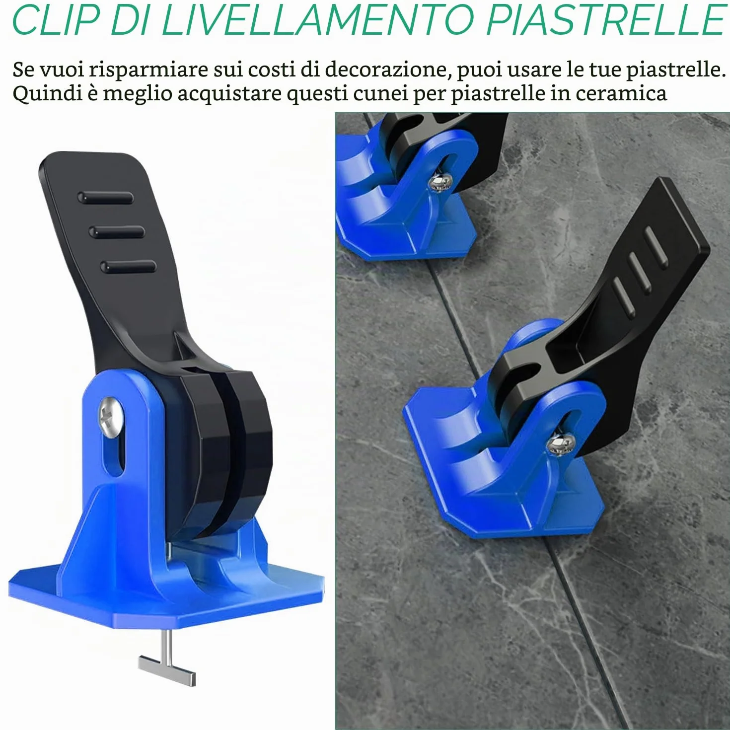 100 Pezzi Riutilizzabili Livellatori per Piastrelle 2mm, Blu Kit Sistema di Livellamento per Piastrelle, 100 Livellamento Regolatore per Pavimenti Dell'edificio