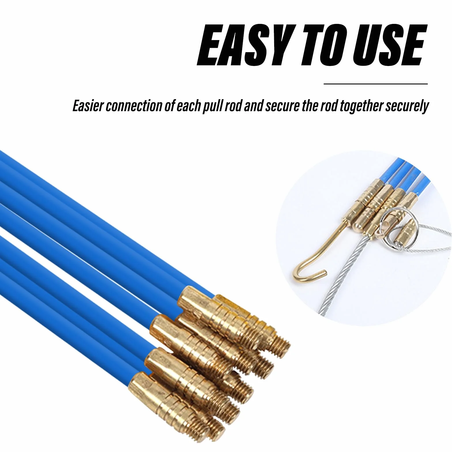 Aste Tiracavi in Fibra: 10 Pezzi Sonda Tiracavi con Molla di Guida, Sonda Tiracavi per cavi elettrici, Set Aste Tiracavi in Fibra di Vetro