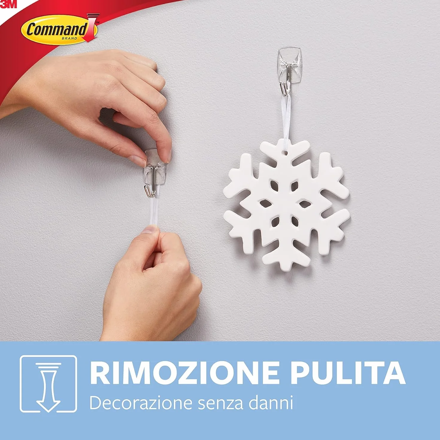 Command Ganci Medi Trasparenti Adesivi 10 Pezzi con Punta Metalica e 12 Strisce Salvaspazio