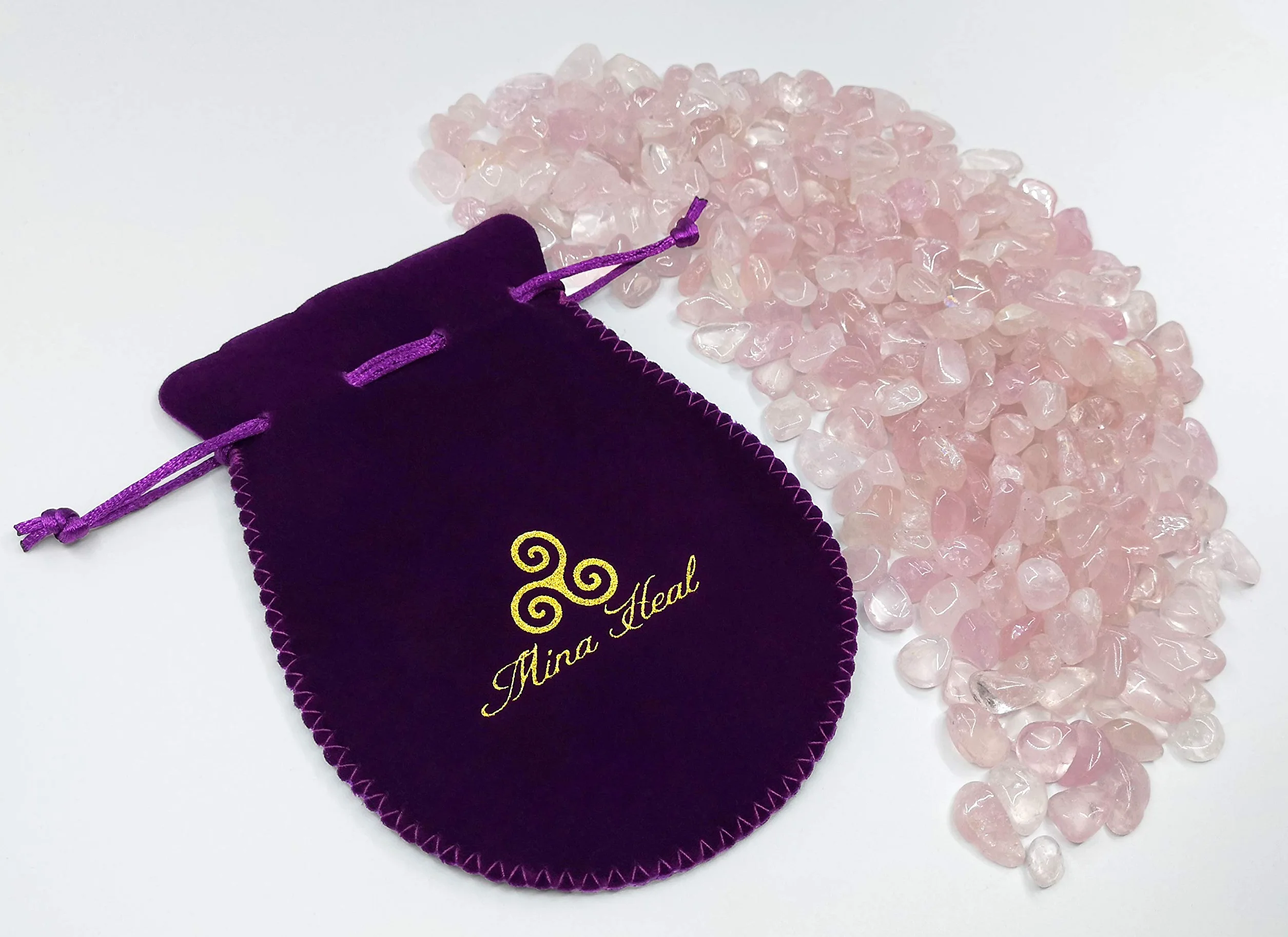 Mina Heal Collezione di pietre chakra, cristalli curativi lucidati, quarzo rosa 450 g