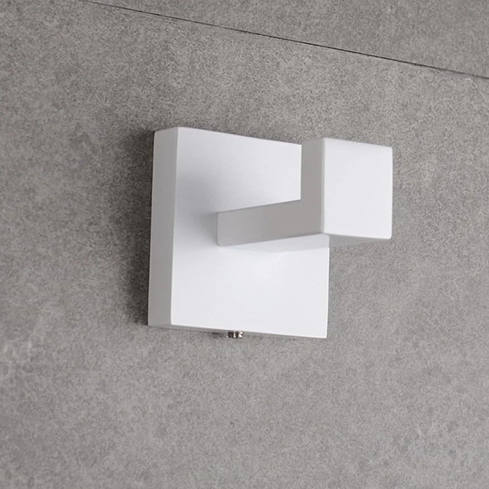 YUET 2 Pezzi Ganci Parete Quadrato Accappatoio Portasciugamani in Acciaio Inox Gancio Appendiabiti Asciugamani Parete Cucina Bagno Garage Montaggio Appendere Cappotto (Bianco)