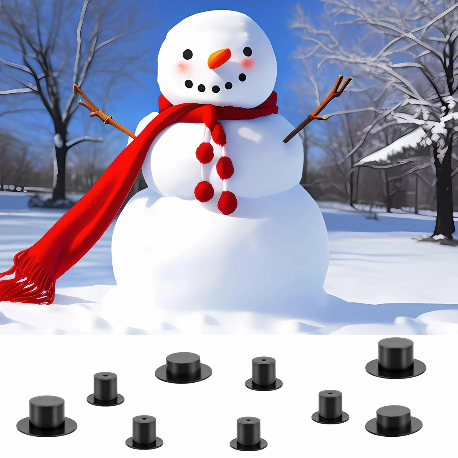 Nero Mini Cappelli 100 Pezzi Mini Cappelli a Cilindro Mini Cappellini Pupazzo di Neve in Miniatura Mini Cappelli a Cilindro Neri Mini Cappellini Pupazzo di Neve per Bricolage, 3 Dimensioni