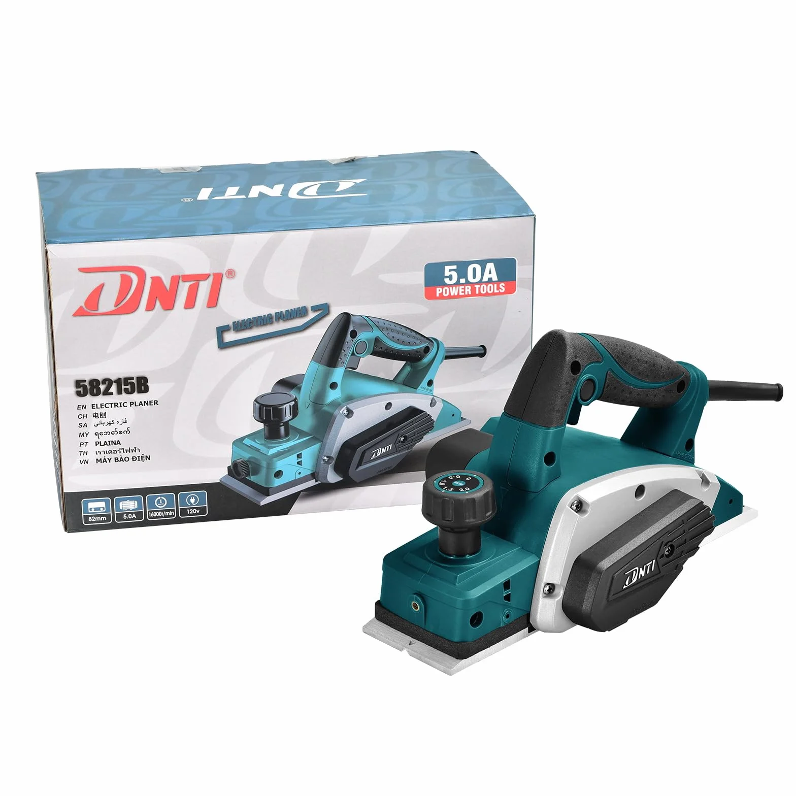 DNTI pialla elettrica per legno Tensione 220-240V Potenza 620 W Giri Min. 16000 Largh Pialla 82 Mm Profondità Asportazione 2 Mm Ideale per il fai da te e la lavorazione del legno 58215B