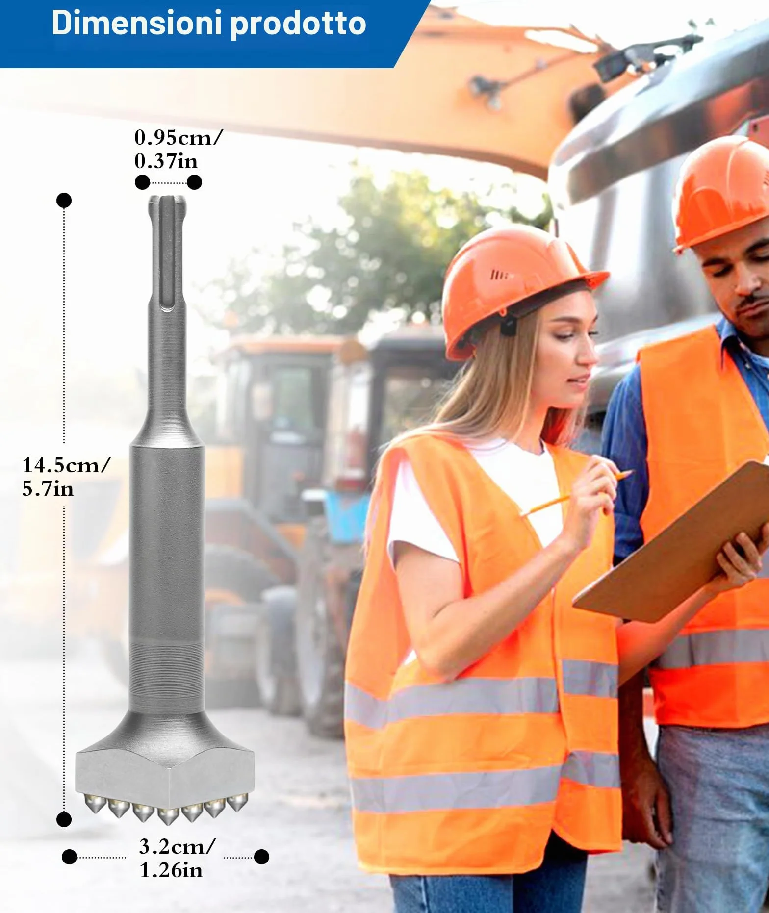 Sds Plus Bocciarda per Pietra Scalpello per Piastrelle Scalpello a Testa Quadrata Punta per Martello Elettrico a Testa Quadrata Da 40 Cr per Ponti In Pietra(SDS Plus 16T Round handle