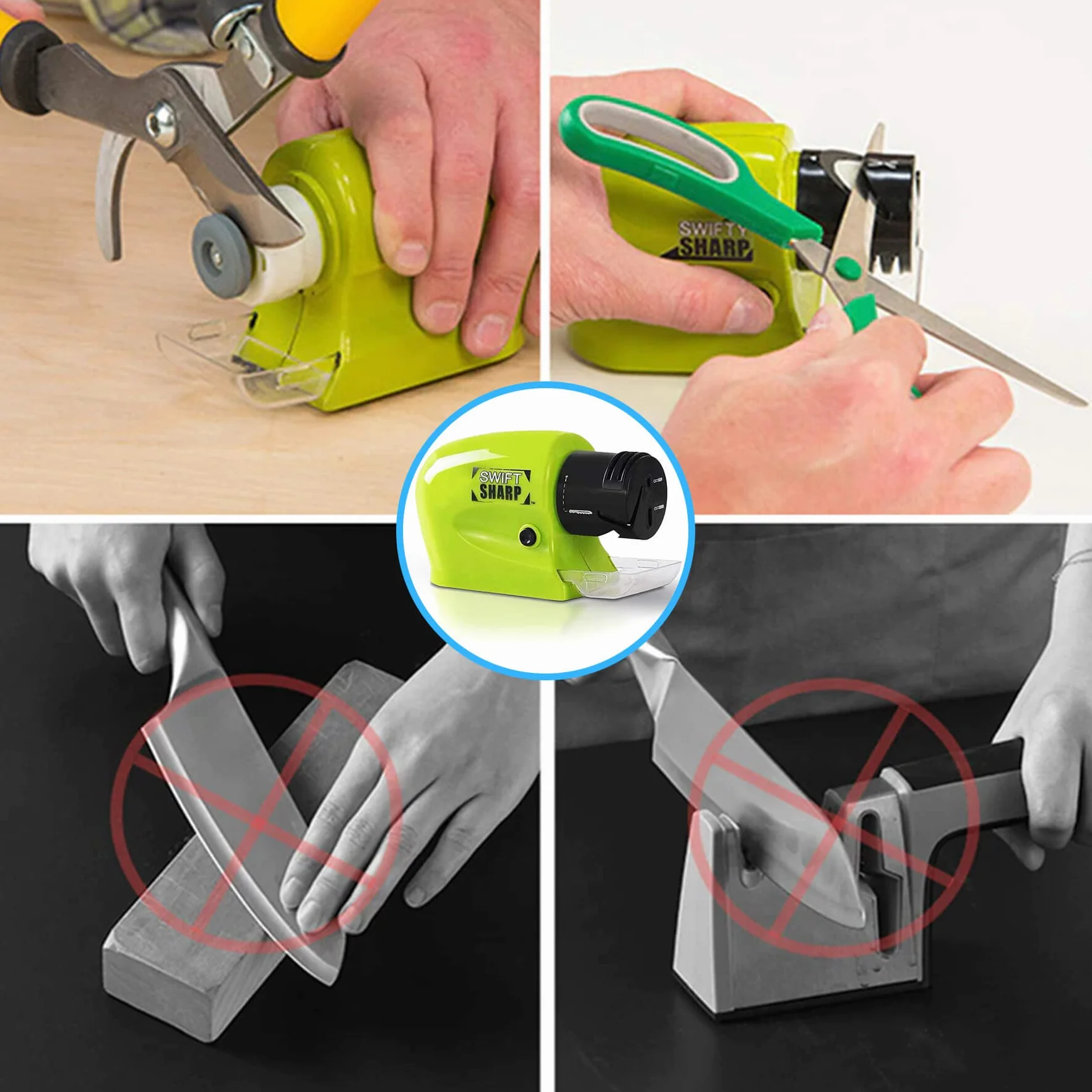 Retoo Affilacoltelli Elettrico per Coltelli e Forbici, Affilatura Grossa, Compatto, 4 Batterie AA