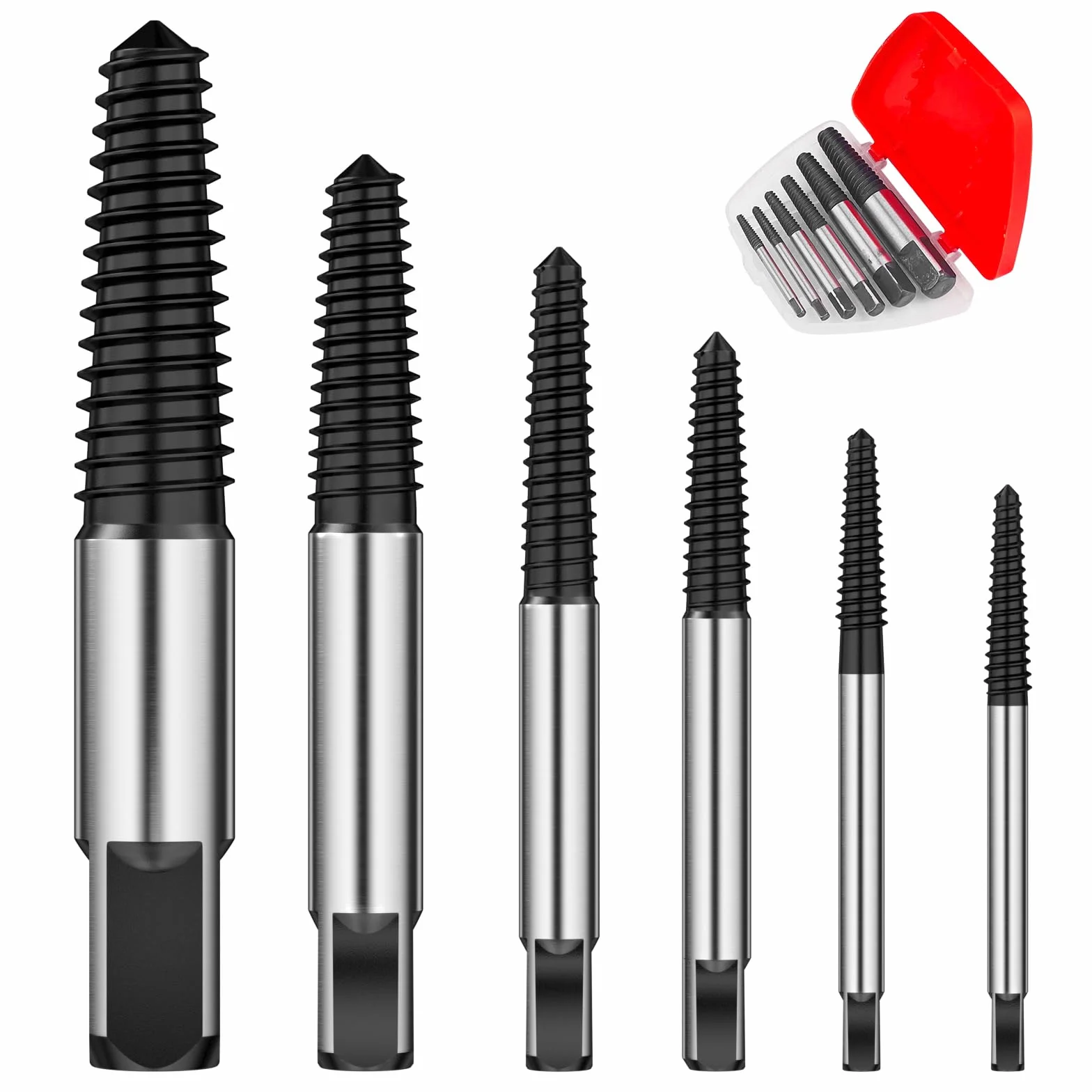 Lixiluxia 6 Pezzi Estrattore Viti Danneggiate, Estrattori Per Viti Spanate, Screw Extractor, Estrattori Sinistro, per Rimuovere Tubi danneggiati, er Prigioniere, Bulloni, Bloccate, Spanate, 4-25 mm