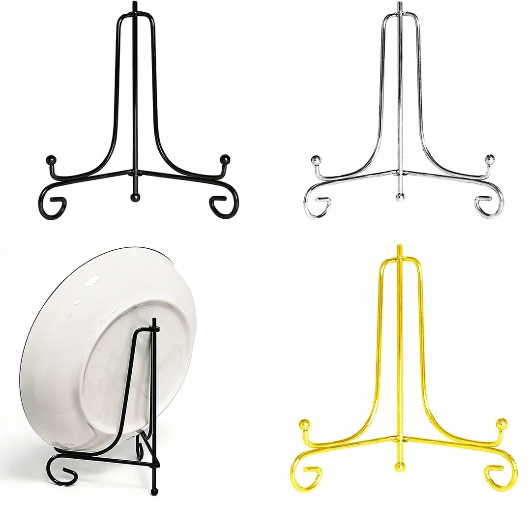 Porta Piatti da Esposizione, 3 Pezzi Reggi Piatti da Esposizione, Portafoto, Espositore in Ferro, Accessori per la Decorazione Della Casa, per Piattis, Libri, Foto, Stoviglie