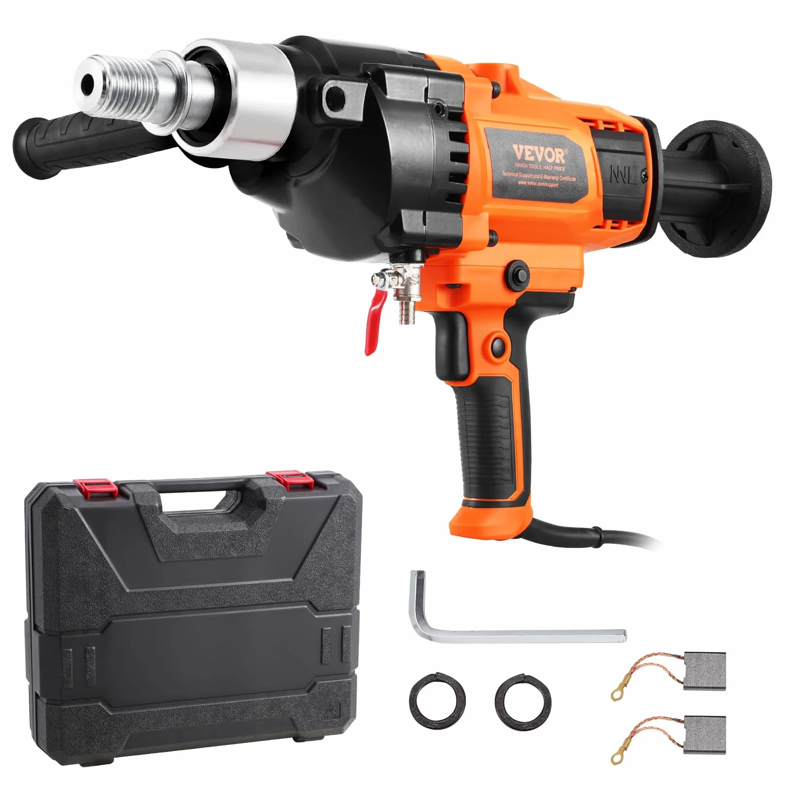 VEVOR Trapano a Carotaggio Diamantato Portatile, con Diametro di Perforazione 20 a 180 mm Macchina Carotatrice per Calcestruzzo Robusto 2600 W con Custodia per Trasporto, per Perforare Calcestruzzo