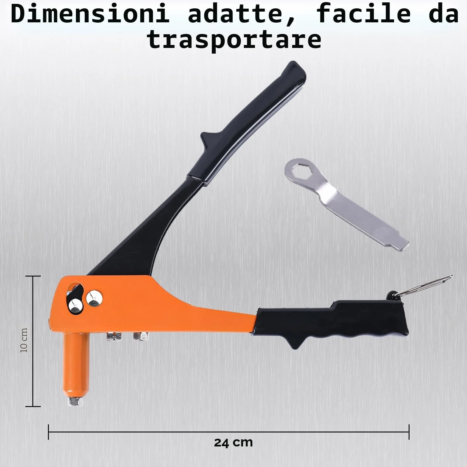 Rivettatrice Manuale 200 Pezzi Rivetti 4 Punte Acciaio Carbonio 4 Teste Intercambiabili 2,4-4,8mm