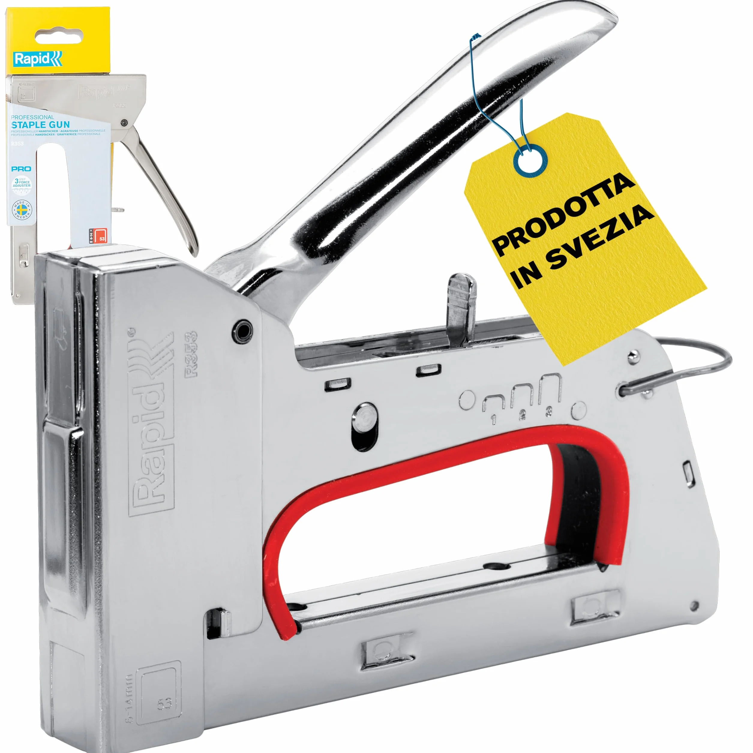 Rapid R353 PRO Graffatrice Manuale per Graffe n. 53, Dotata di Impugnatura Ergonomica, Regolatore di Forza in 3 Fasi, Adatta per Lavori di Tappezzeria Pesante, Realizzata in Svezia (5001666)
