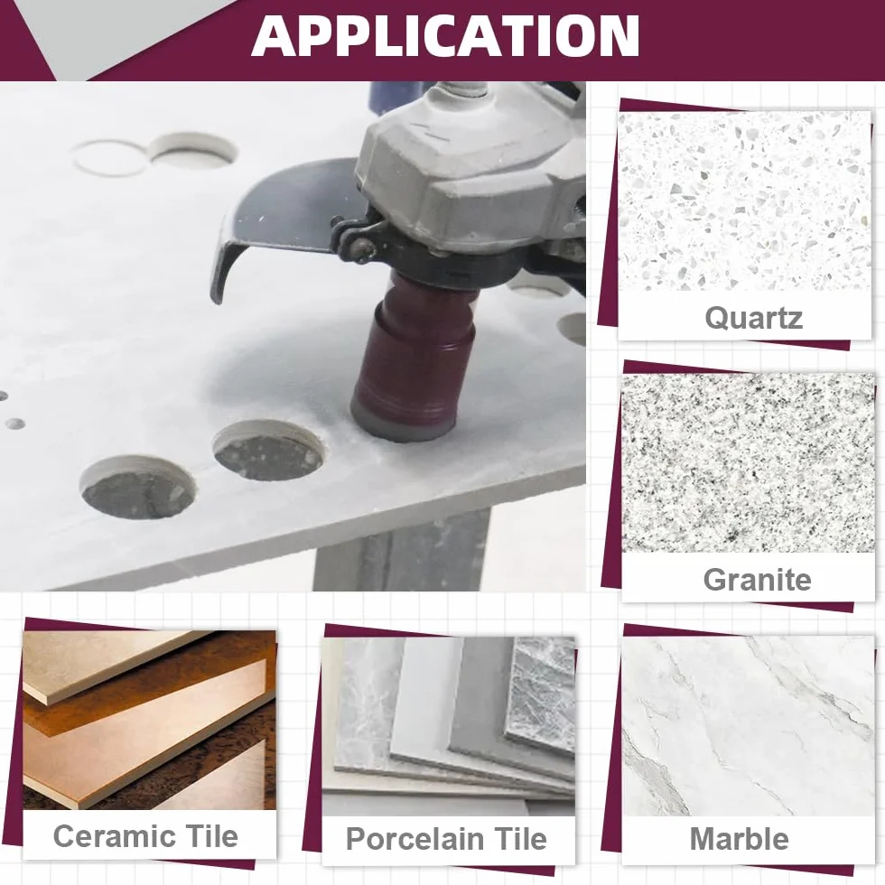 Punte Diamantate per Gres Porcellanato 10mm x M14-2 Pezzi Punte Trapano per Porcellana Piastrelle Ceramica Marmo Granito per Smerigliatrice Angolare