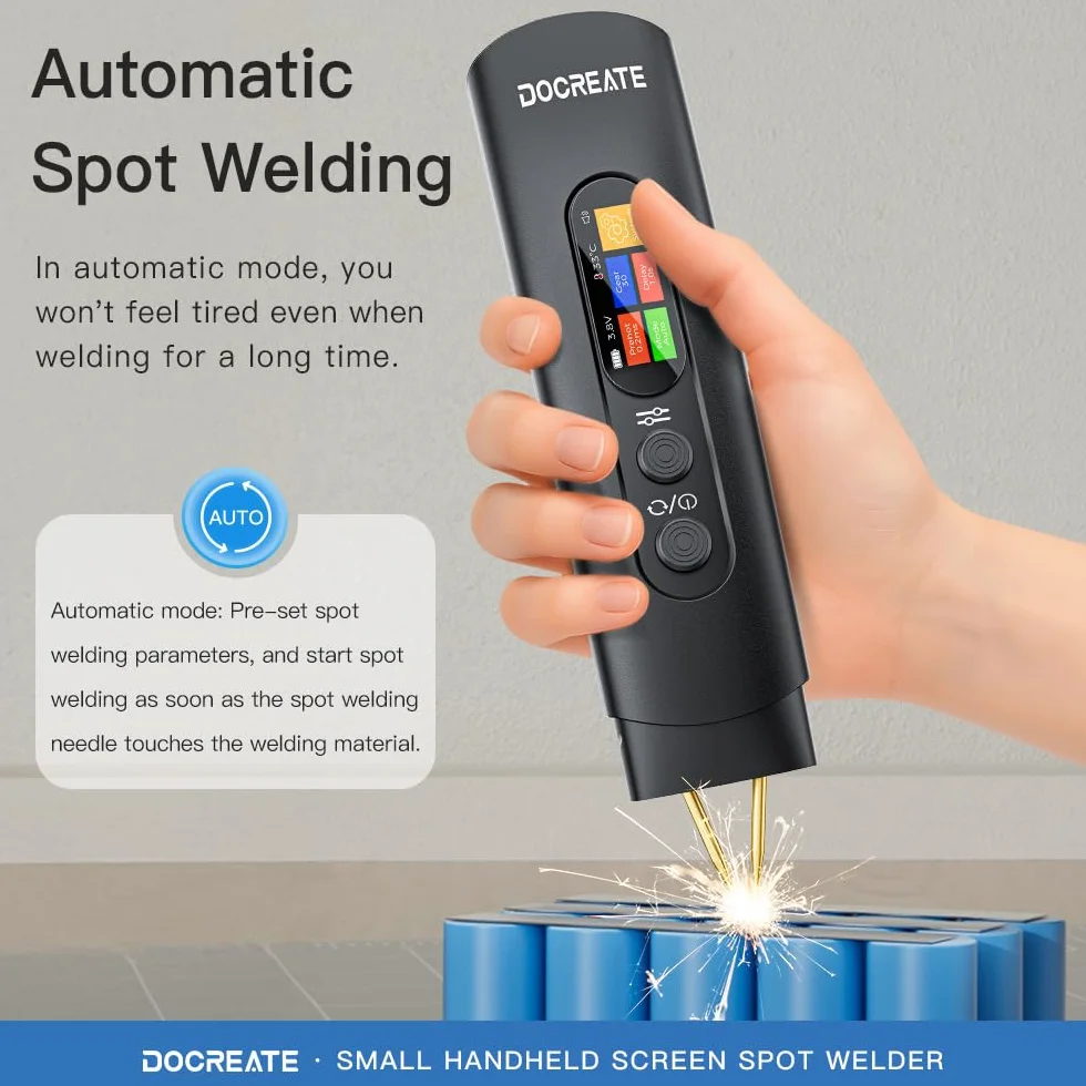 Saldatrice a punti per batterie, saldatrice a punti a batteria, 99 marce, regolabile con display LCD, ago di ricambio per saldatori a punti per batterie, modalità automatica e manuale (HU-10B)