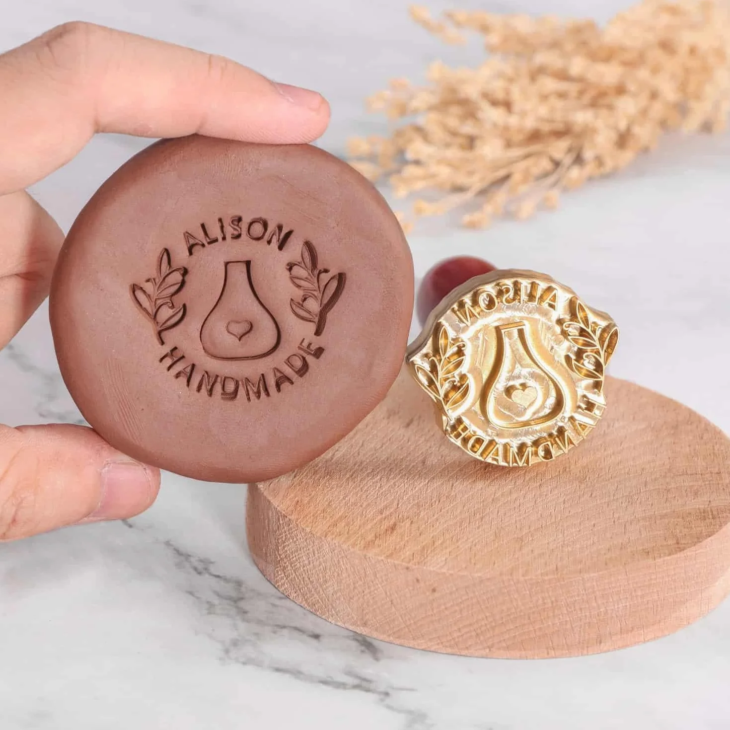 Timbro per Sapone Personalizzato, Timbro Personalizzato per Argilla, Timbri per Sapone Personalizzati con Logo/Nome, Regalo per Artisti di Ceramica e Amanti del Fai-da-Te, Amante dell'Arte del Sapone