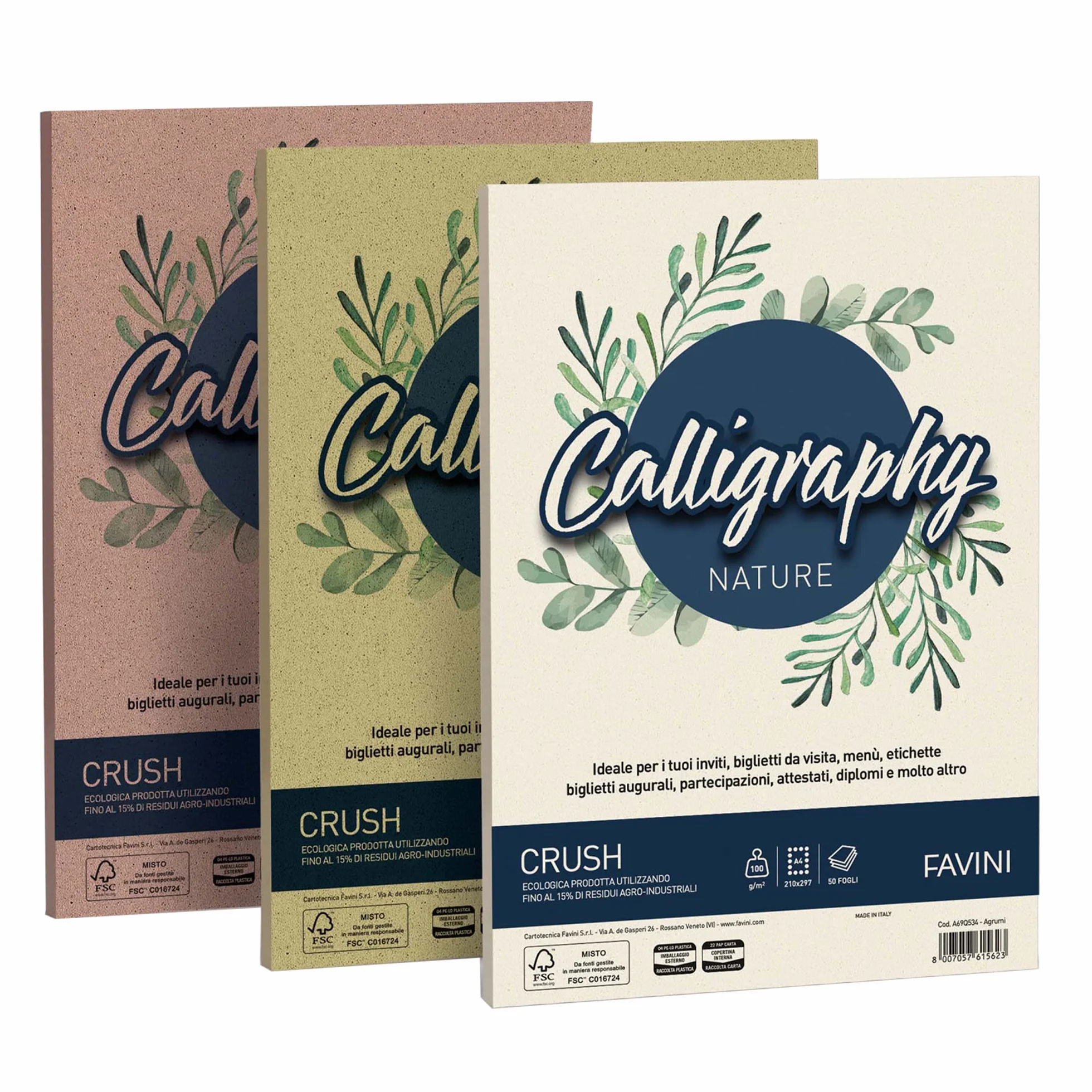Favini A69Q244 Calligraphy Nature Alga colore Avorio 90 gr/m2 formato A4 21x29,7 cm 50 fogli ideali per Inviti Partecipazioni Diplomi Menù Made in Italy