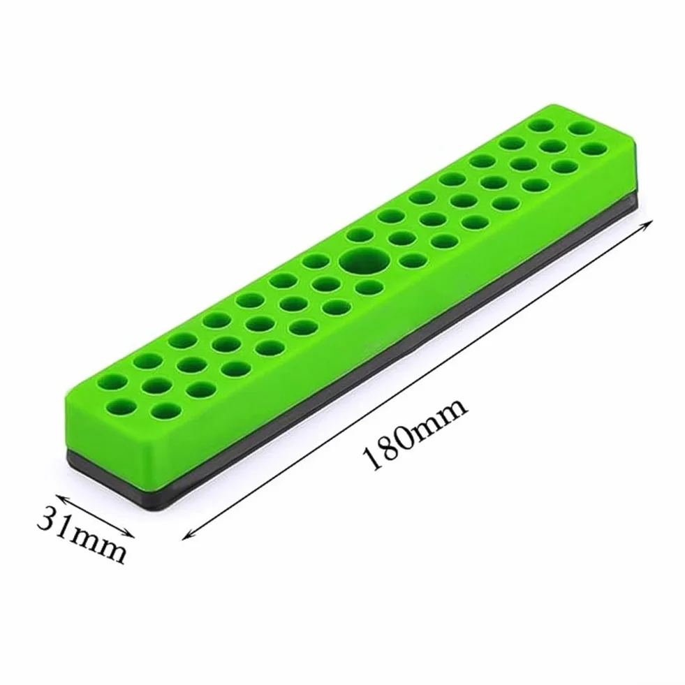 Eawfgtuw Organizer per punte esagonali con base magnetica per punte da cacciavite da 1/4", 43 fori, in polipropilene resistente (verde)