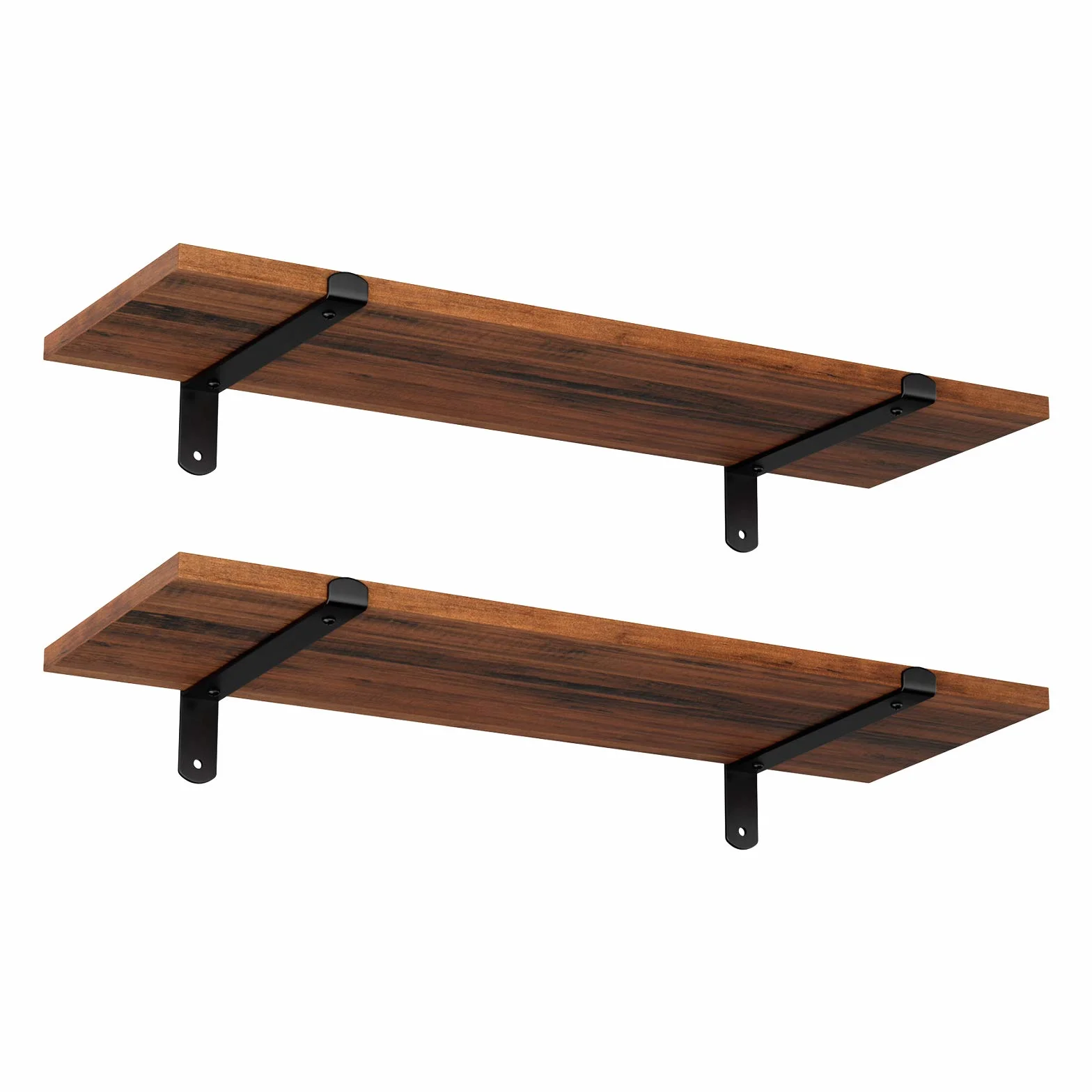 SONGMICS Mensole da Parete Set di 2 mensole galleggianti, Decorative, Stile retrò, carico Max. 15 kg/unità, 60 x 20 x 7 cm, MDF Marrone e Nero LWS04NB