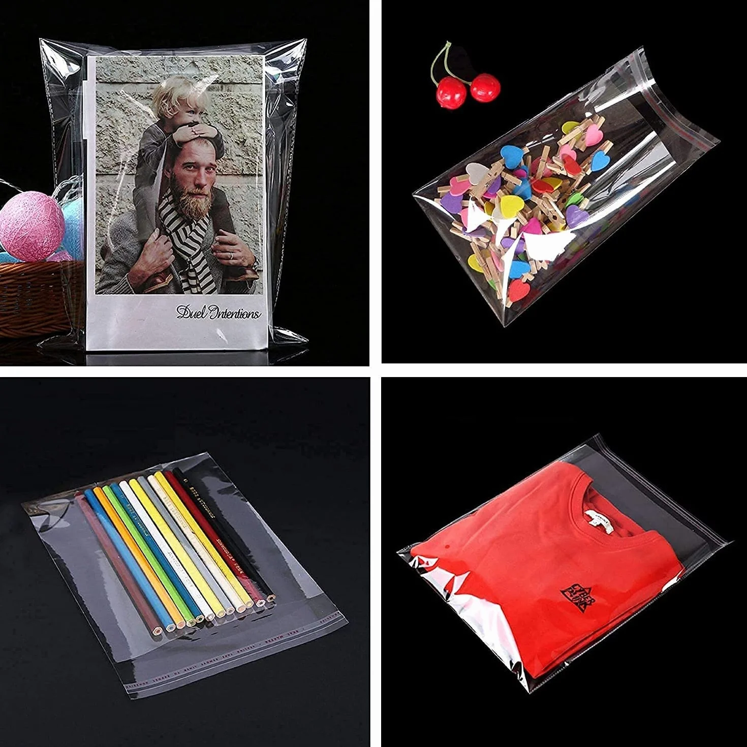 Sacchetti di cellophane plastica autoadesivi 25x33cm 100 pezzi Sacchetti di cellophane trasparente 50µm per la stampa Abbigliamento T-Shirt artigianale Riviste (15 misure a scelta)