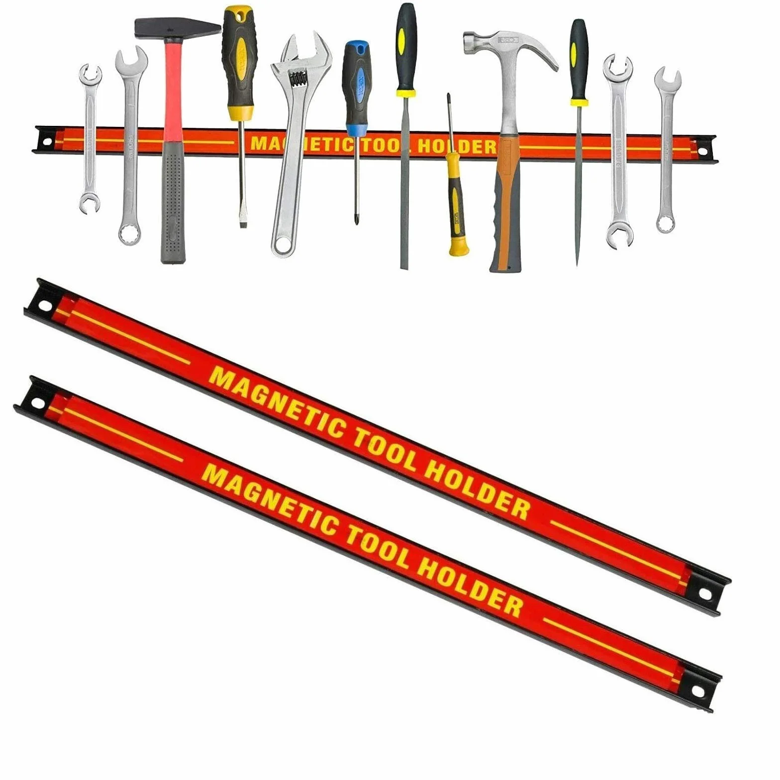 Sellnet - Set di 2 barre magnetiche per attrezzi da 60 cm, supporto magnetico per parete