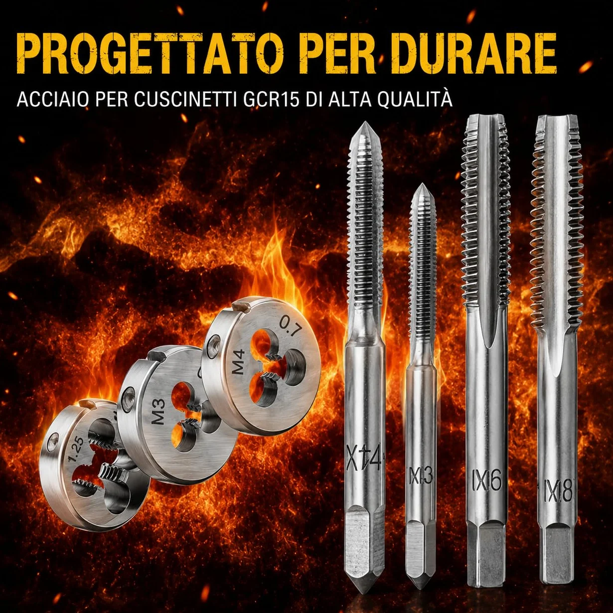 Hi-Spec Set Maschi e Filiere Metriche 20 Pezzi. Completo da M3 a M12 con Filetti Fini e Grossi per Taglio e Ripristino, con Giramaschi in Valigetta Compatta