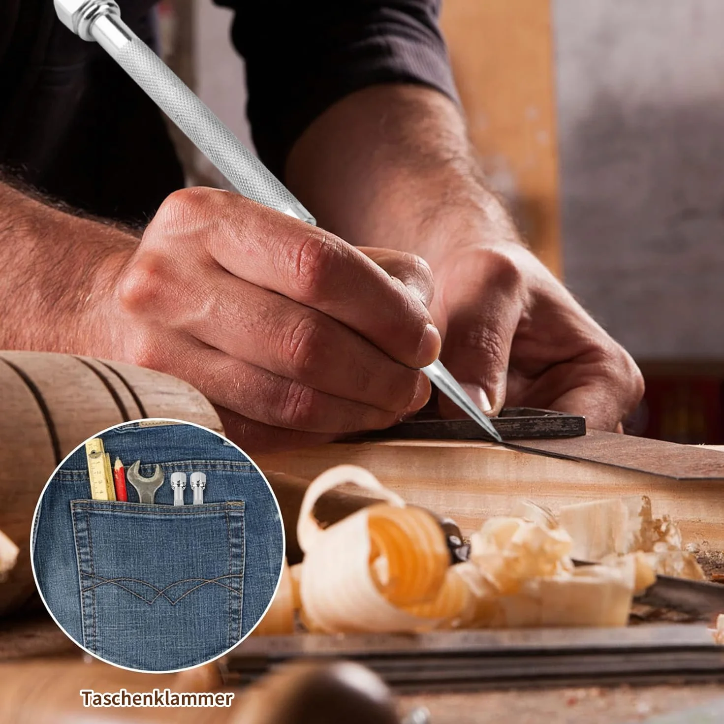 Pocket Scriber, G2 Punta in carburo cementato 55HRC Scriber Needle Scribing Pen per acciaio Ottone Plastica Vetro