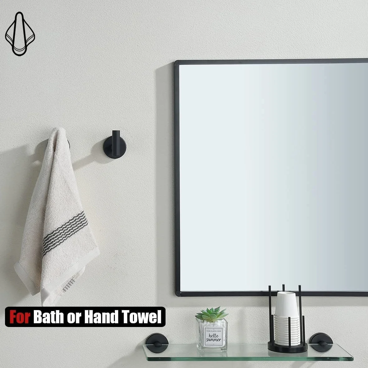 YUET 2 Pezzi Ganci Portasciugamani in SUS 304 Acciaio Inox Gancio Appendiabiti da Parete Con Accessori a vite per Cucina e Bagno Asciugamani Muro Accappatoio (Nero)