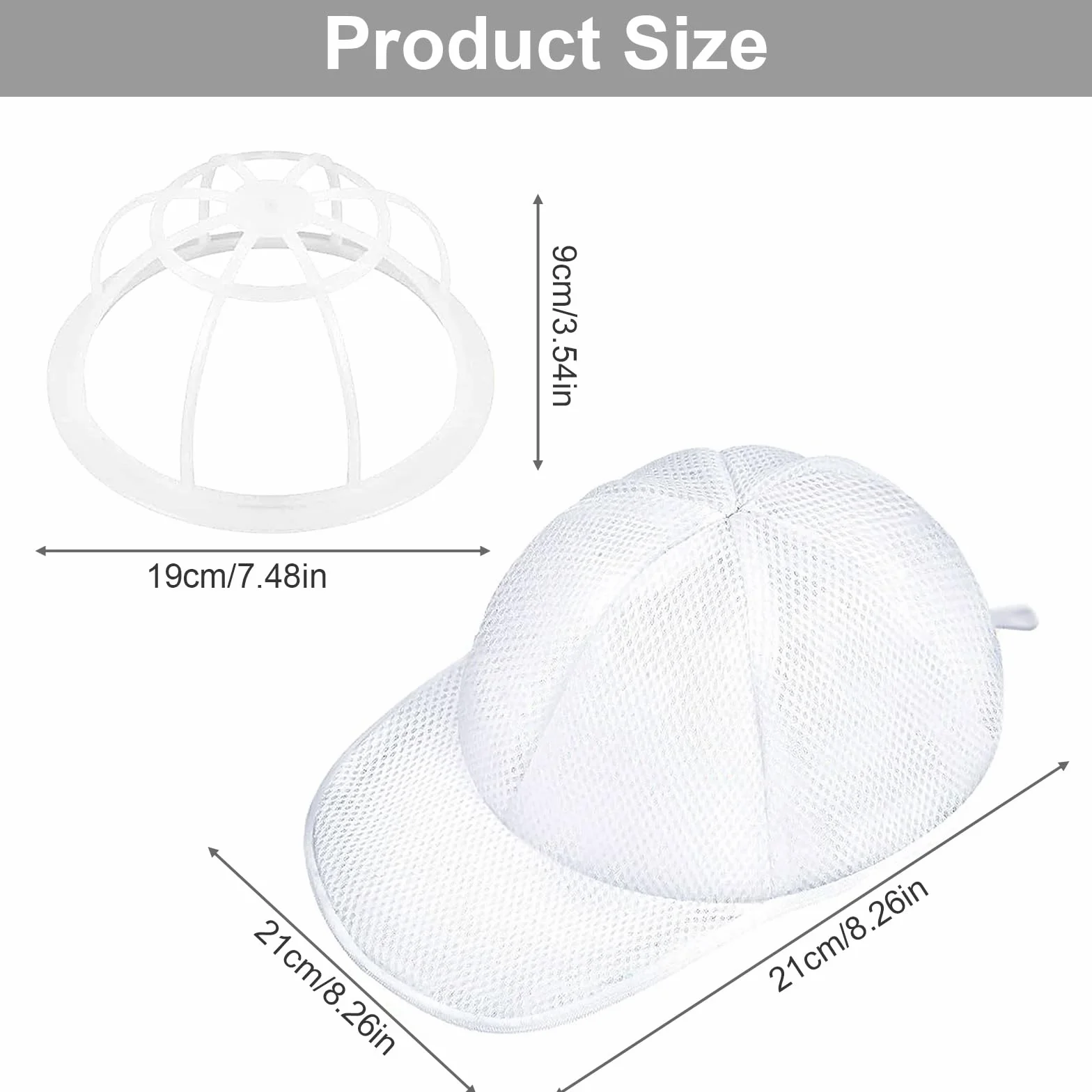 Rondella per Cappelli, Cap Washer Supporto Protettivo per Sacchetti Lavatrice per Cappelli, Porta Cappellini per Bucato, Bianco