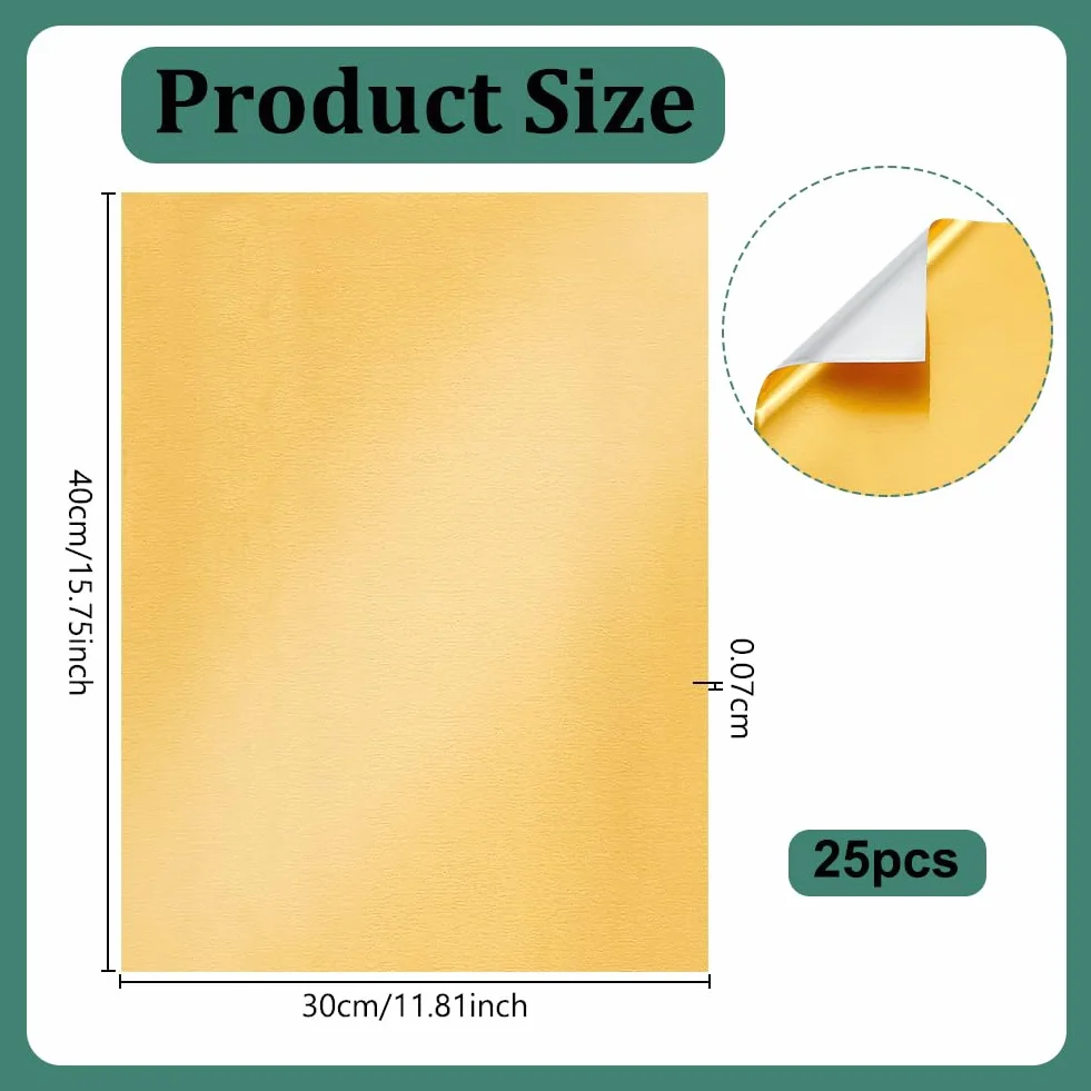 OLYCRAFT 25 Fogli Alluminio per Artigianato in Metallo 30x40cm Fogli di Lamina in Metallo Dorata 0.7mm Spessore Foglio di Stagno per Artigianato Pittura Artistica Incisione e Goffratura