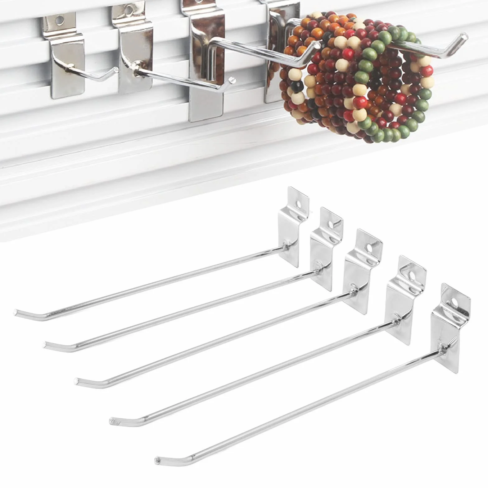 50 Pezzi 20cm Ganci per Pannello Dogato, Gancio per Display per Griglia in Metallo Forato Gancio per Scaffale per Supermercato per Esposizione Commerciale al Dettaglio