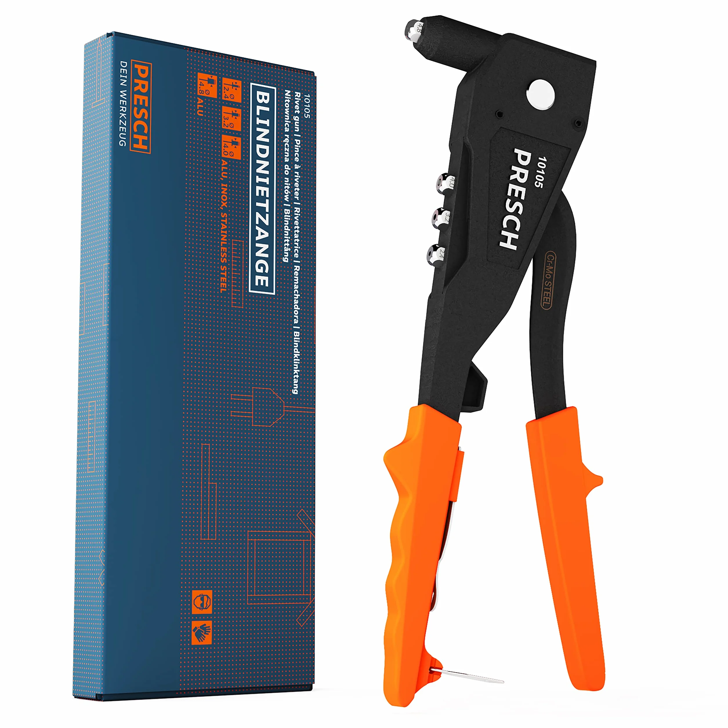 Rivettatrice Manuale Presch per rivetti ciechi, Acciaio inossidabile Ø 2,4-4,8mm