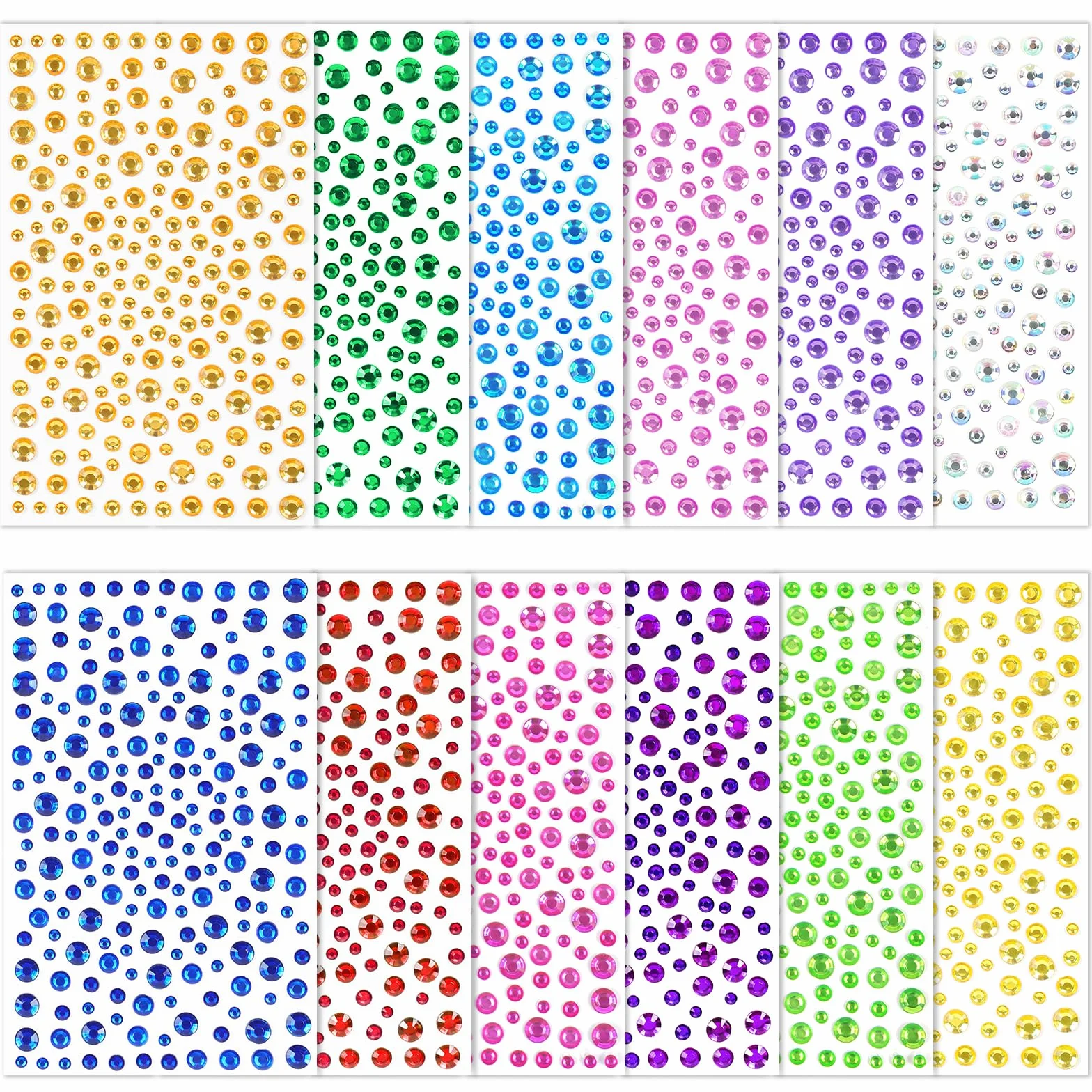 Vicloon 12 Fogli Adesivi Strass Colorati Cristallo Foglio Brillantini per Bambini Fai da Te