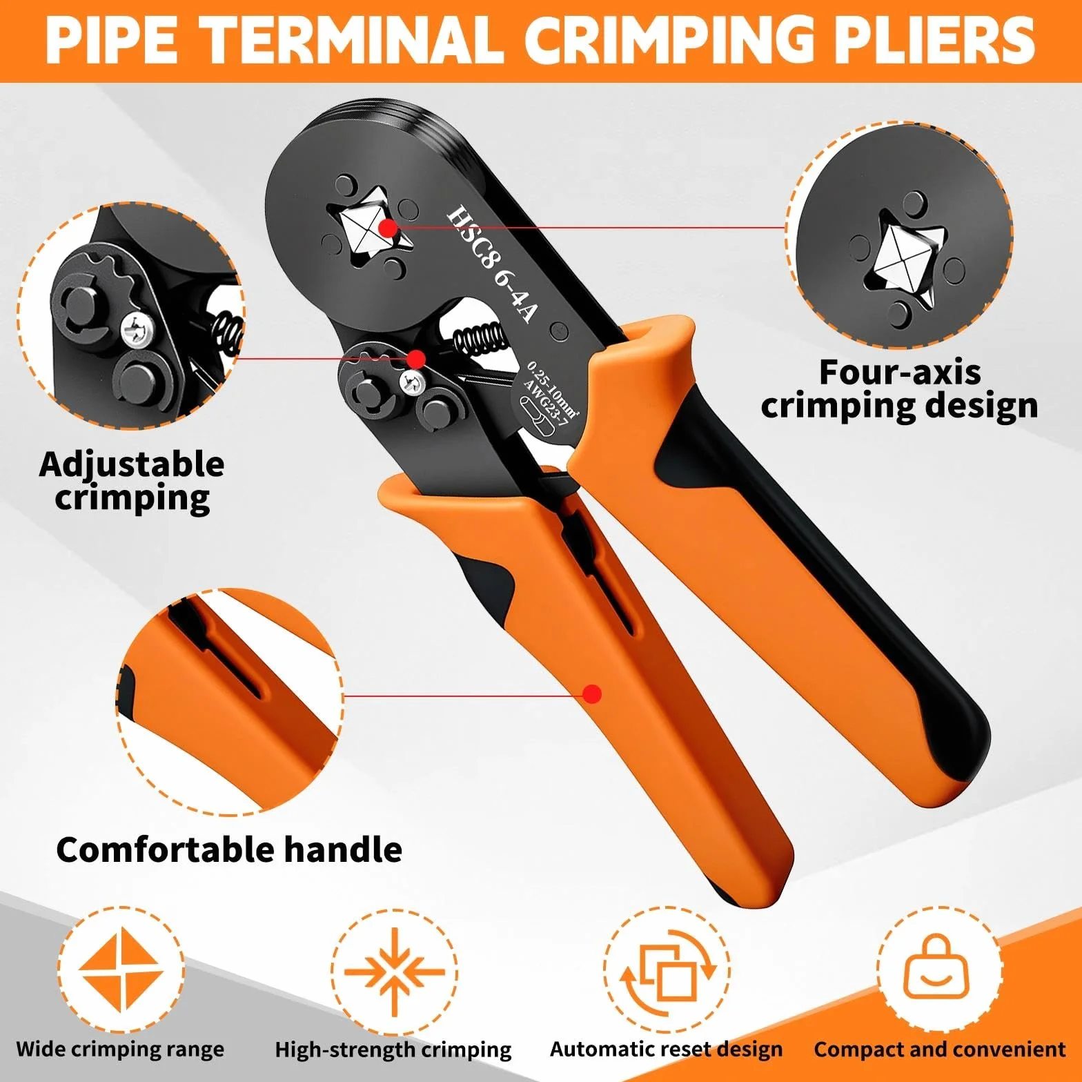 Pinza Crimpatrice Set con 1250 Capicorda, Pinza Capicorda a Ratchet 0,25–10 mm², Crimpatrice per Terminali Elettrici, Kit Elettricista per Auto e Installazioni Elettriche