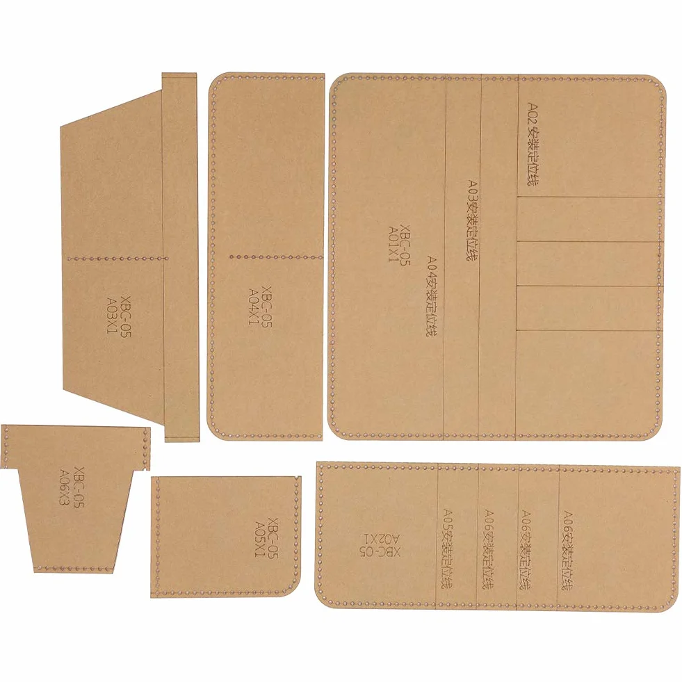 3,5 x 3,9 x 0,4 pollici Modello in pelle, Modello per portafoglio, Manuale per l'artigianato del portafoglio lungo