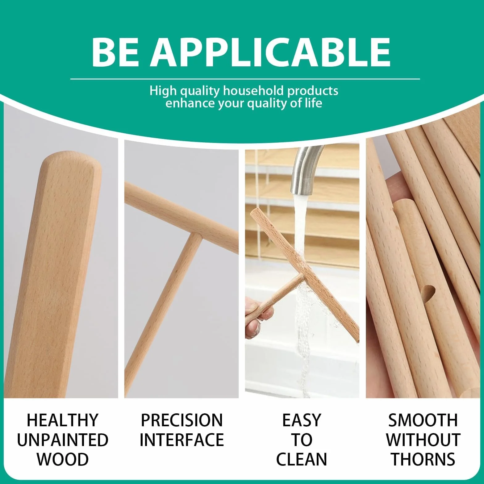 Set de spatules et d'étaleurs de crêpes - set de 4, bois naturel, ustensile de cuisine pour étaler et retourner les crêpes, pratique, spatule de 30 cm de long - lavable au lave-vaisselle