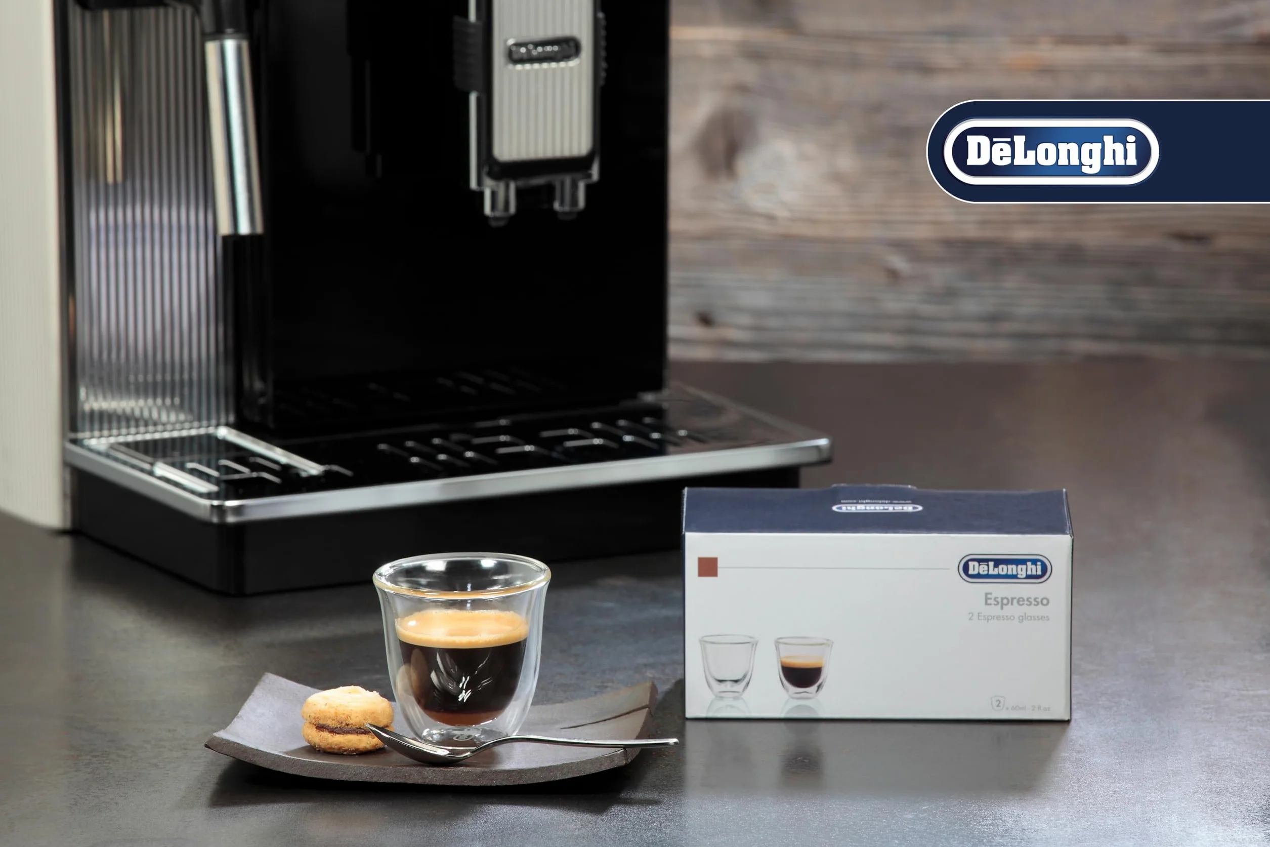 De'Longhi DLSC310 Bicchieri Espresso Vetro Doppia Parete 90 ml Set 2 Pezzi