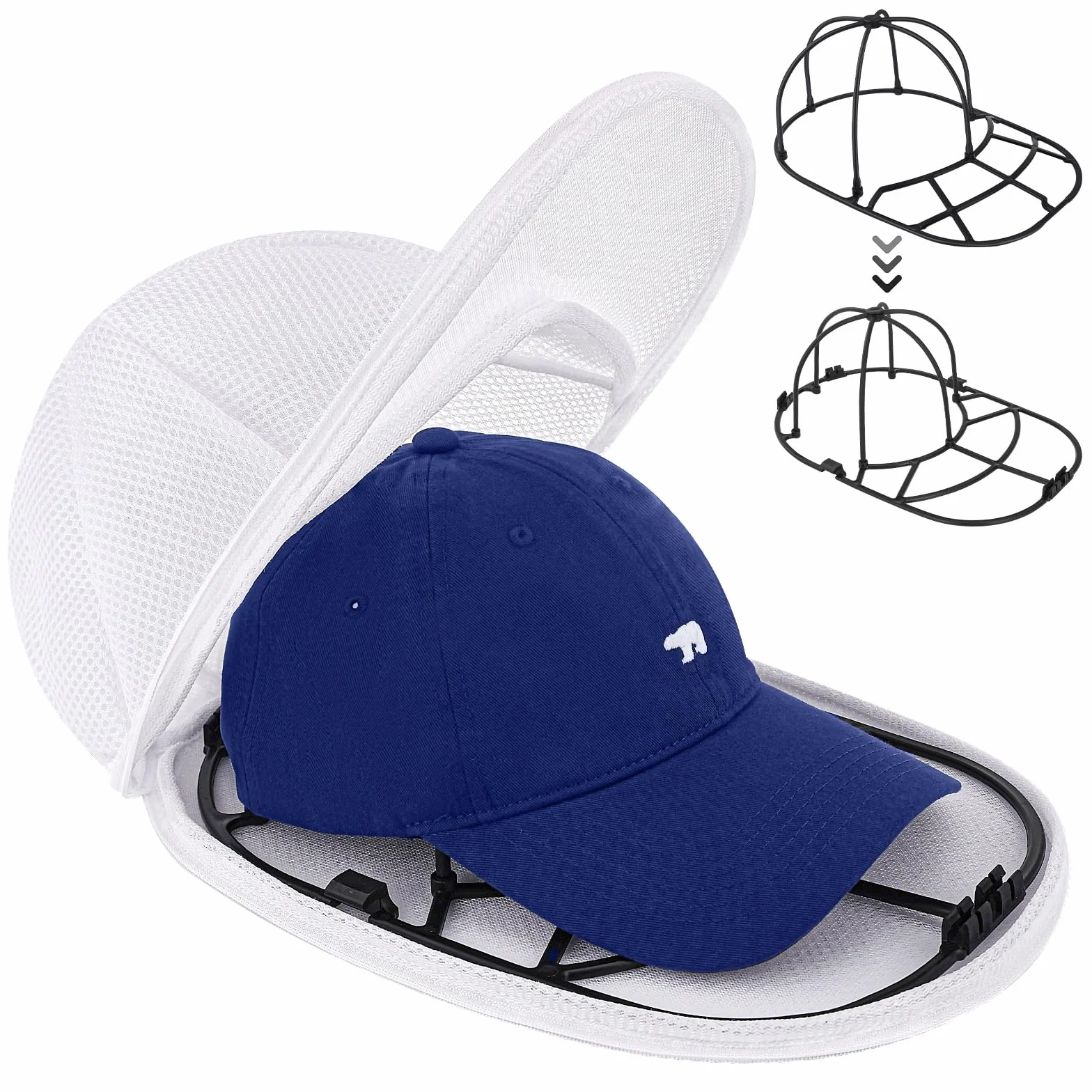 Rondella per Cappelli da Baseball, Gabbia per Lavatrice per Cappellini da Baseball, Supporto Protettore e Modellatore per Cappelli da Baseball con Telaio per Il Lavaggio