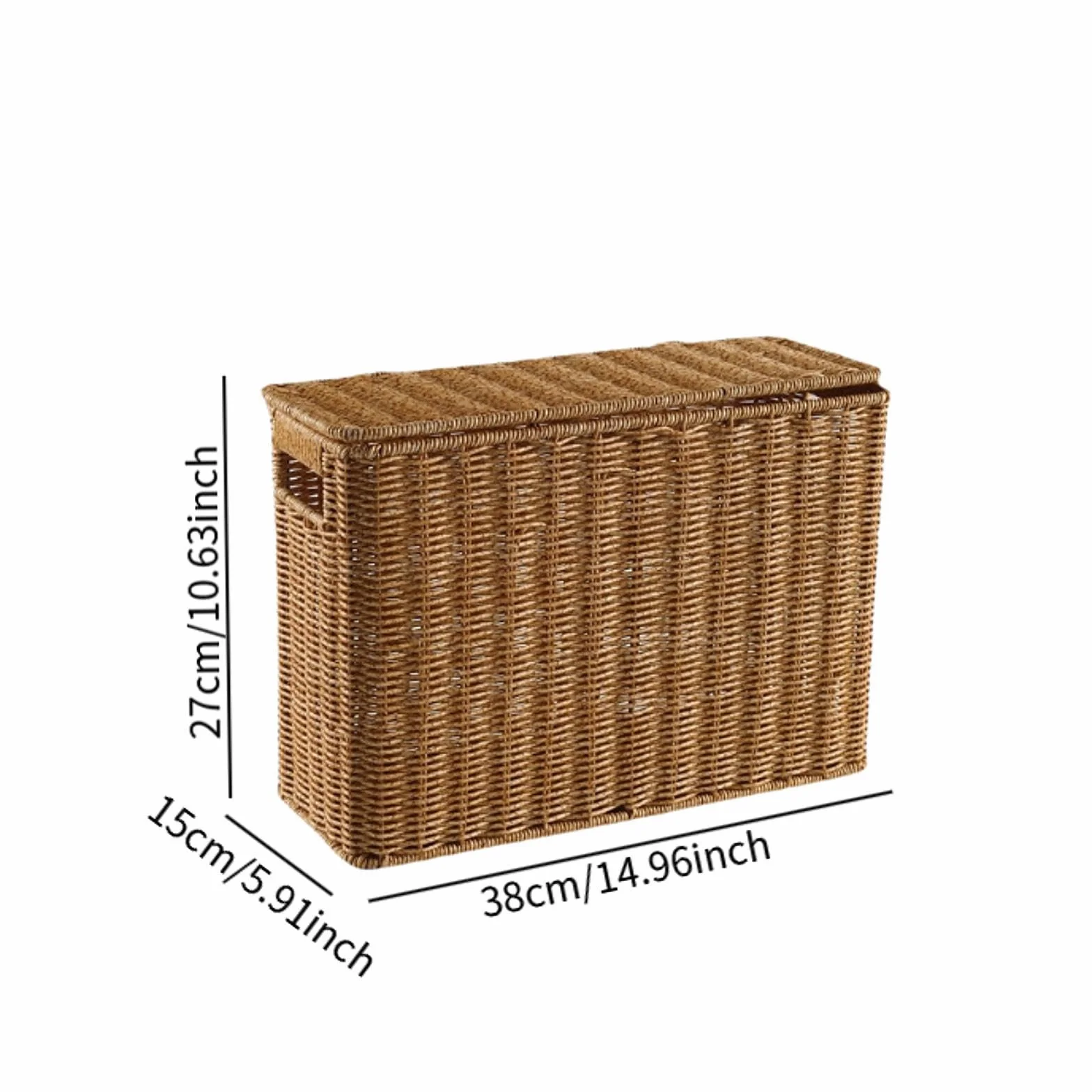 Scatola Portaoggetti Stretta E Alta, Porta Riviste Intrecciato con Coperchio, Cestino Portatile Stretto, Portadocumenti Stretto per Il Bagno, S
