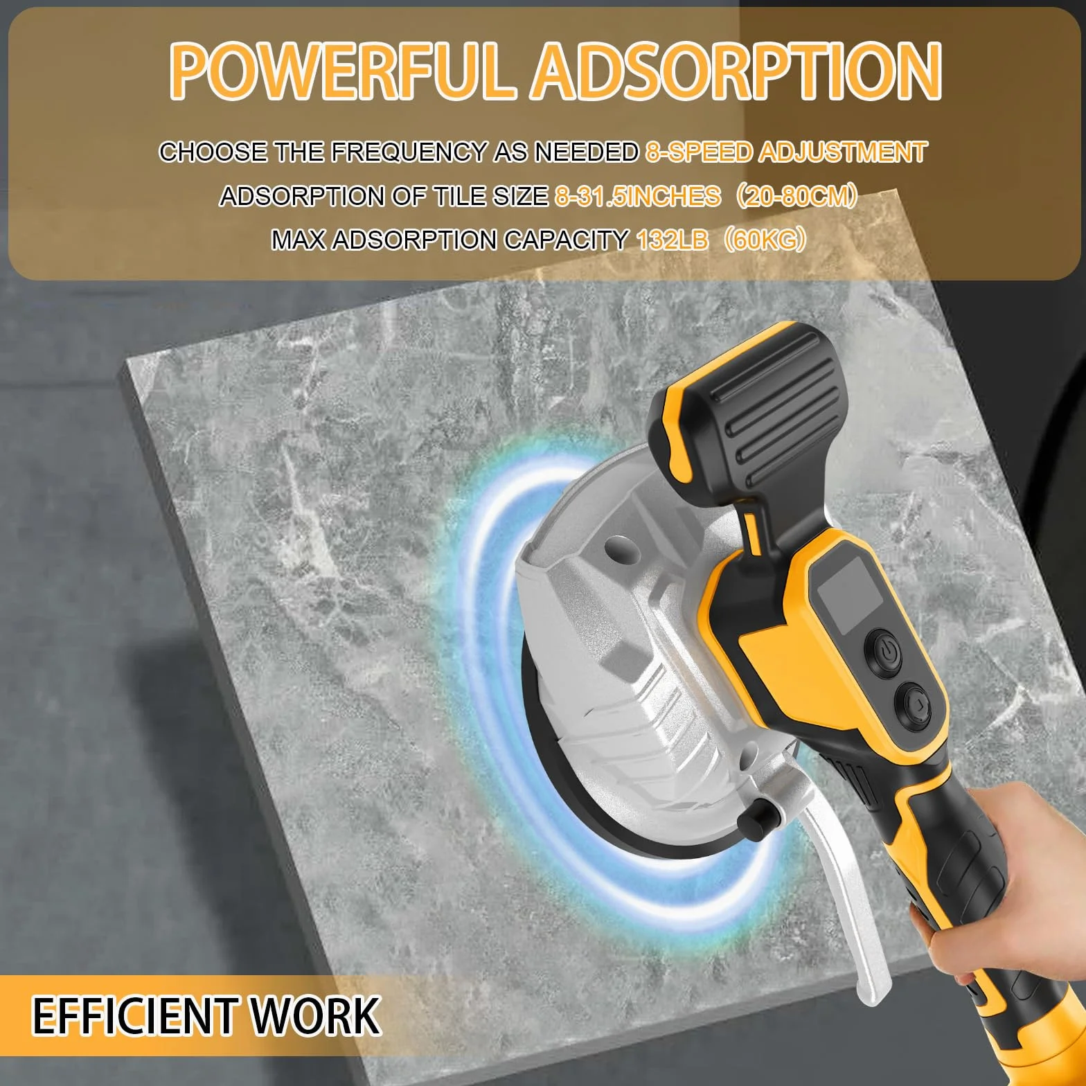 Vibratore Per Piastrelle Compatibile Con Dewalt 20 V Batteria, Vibratore Per Piastrelle Con Ventosa Da 5", 5 Marce, Velocità Regolabile, Capacità Di 60 Kg (Batteria Non Inclusa)