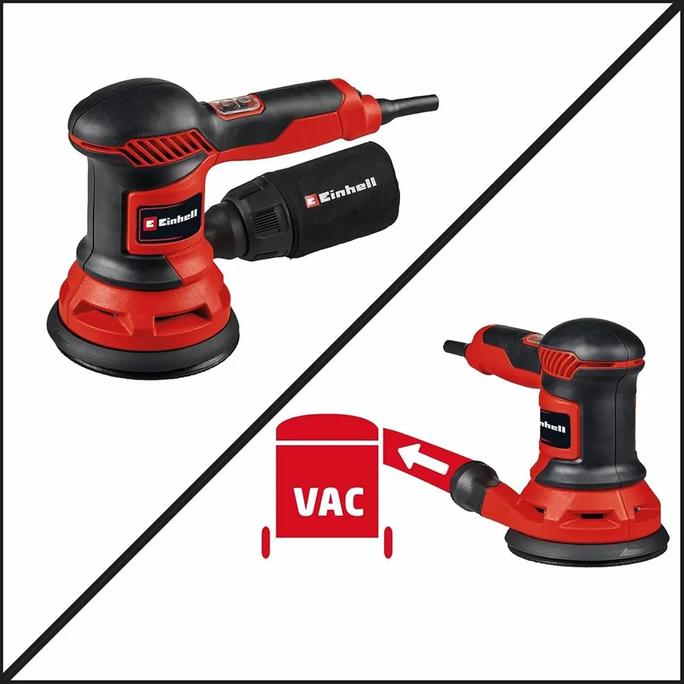 Einhell Smerigliatrice orbitale TC-RS 425 E (425 W, piatto abrasivo Ø 125 mm, numero massimo di oscillazioni 26.000 min-1, circuito oscillante 2,5 mm, con carta vetrata 1 x P60, P80, P120)