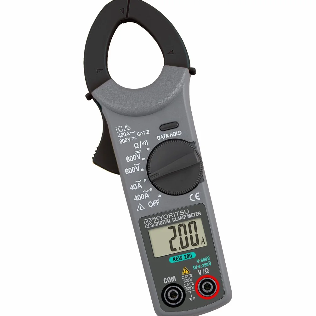 KYORITSU KEW 200 - Pinza Amperometrica Digitale per Misurazione Correnti Alternate , Tensioni Continue e Alternate e Resistenza, Grigio Scuro