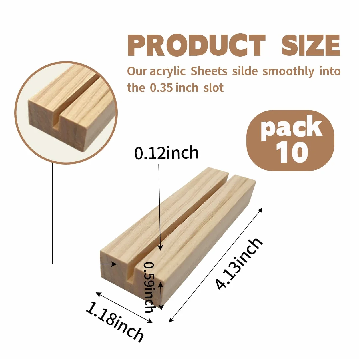 confezione da 10 segnaposto in legno di pino naturale, supporti espositivi multiuso in legno per numeri da tavolo, foto, cartelli in acrilico, decorazioni per compleanno e casa, 10,49×3×1,5 cm