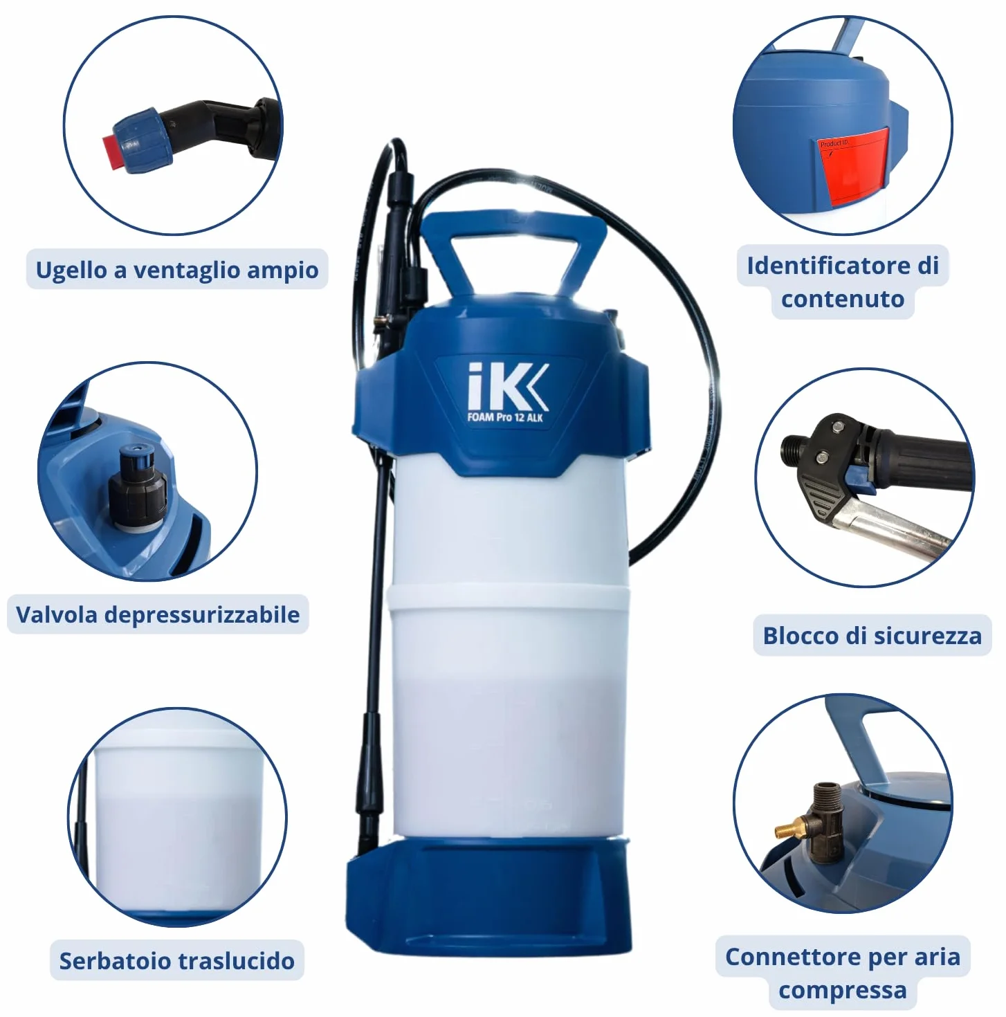 IK FOAM Pro 12 ALK - Spruzzatore Schiuma Professionale per Prodotti Alcalini - 6L Utili - Sicurezza e Precisione - Ideale per Pulizia Industriale e Automotive - Made in Europe