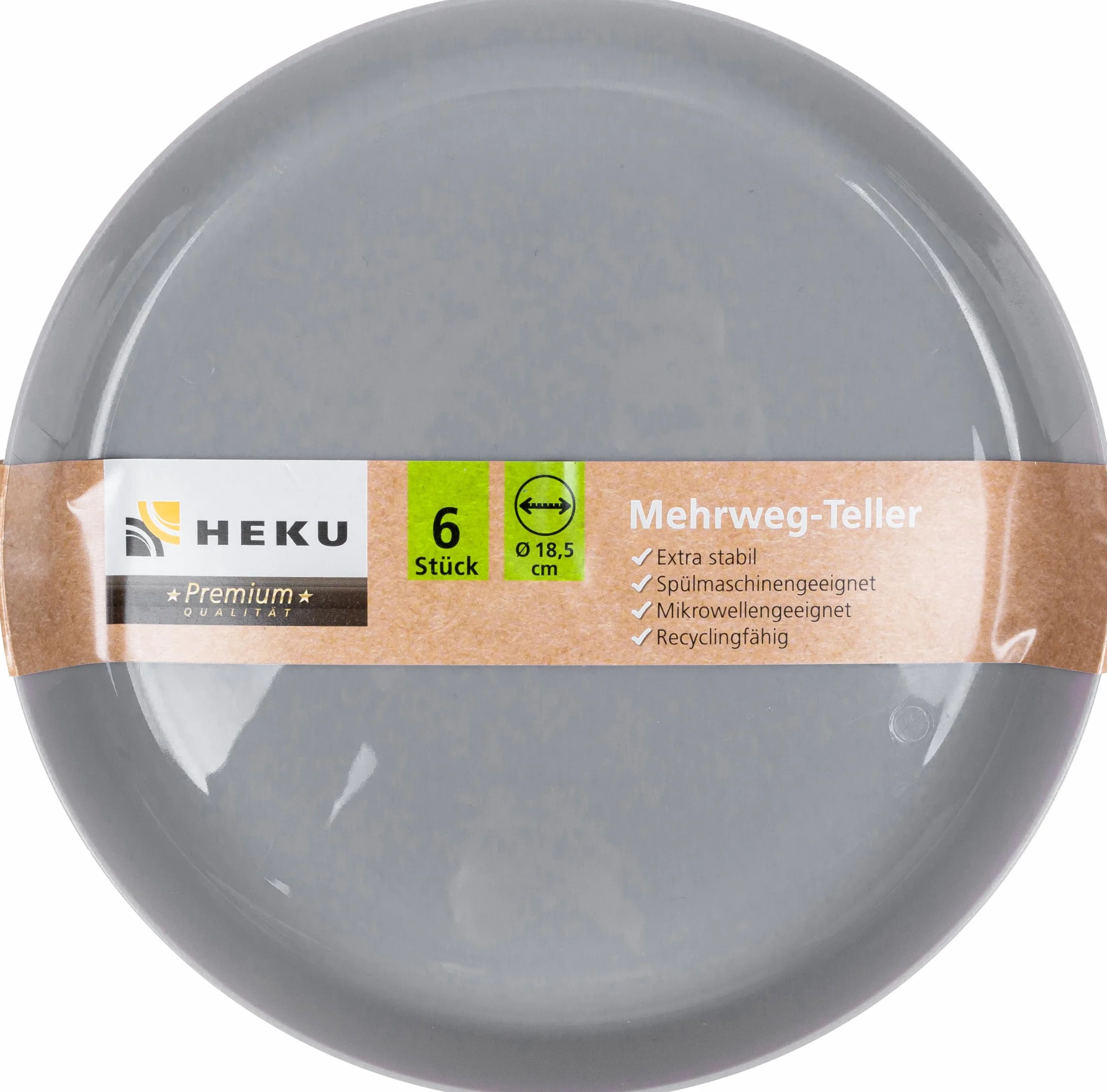 HEKU Zestaw 6 talerzy wielorazowych PP 18,5 cm, nadające się do mikrofali i zmywarki, kolorowe