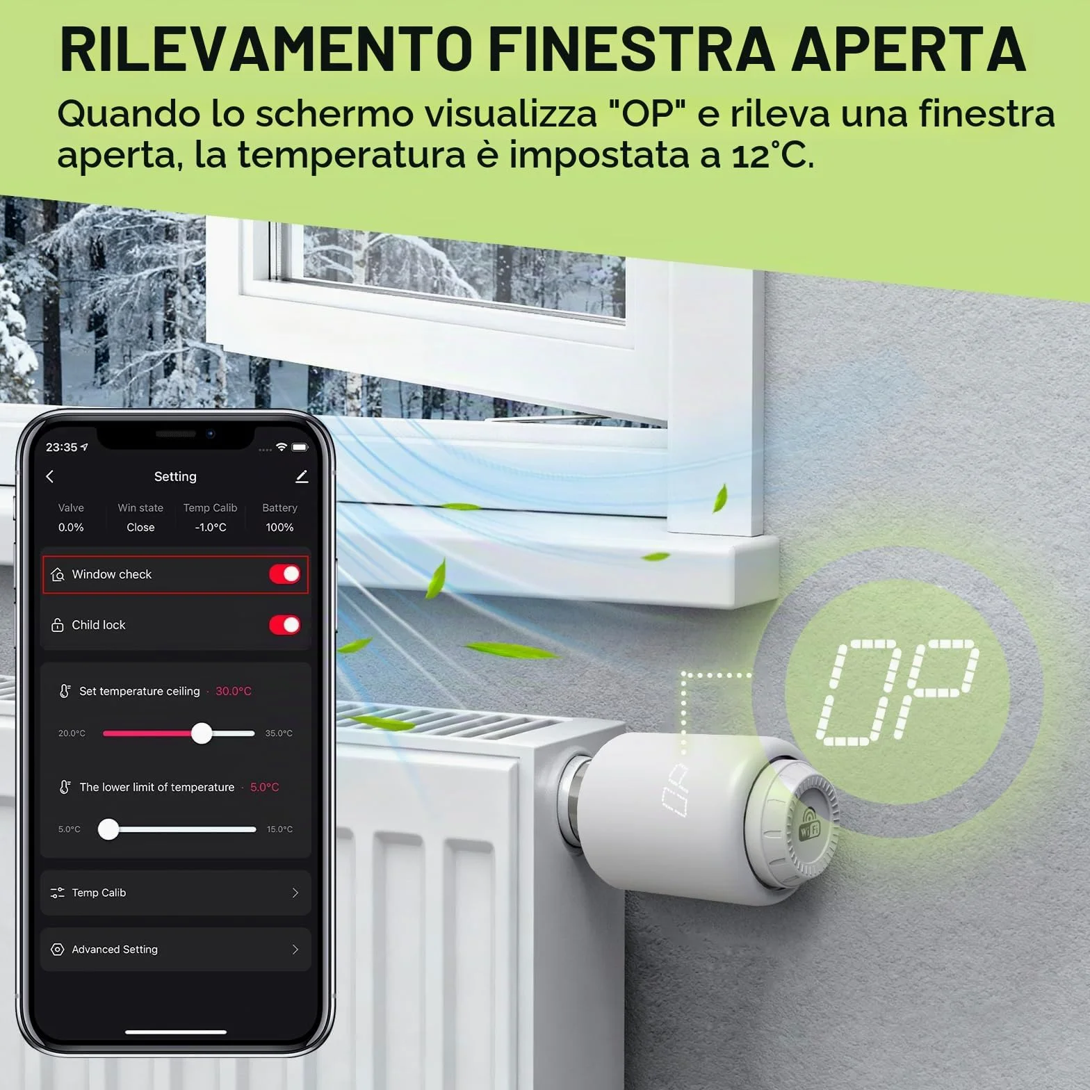 Termostatica Intelligente, Termostato da Radiatore | Valvola Termostatica WiFi, Termostatica per Termosifoni Riscaldamento con App, Compatibile con Alexa/Google Assistant