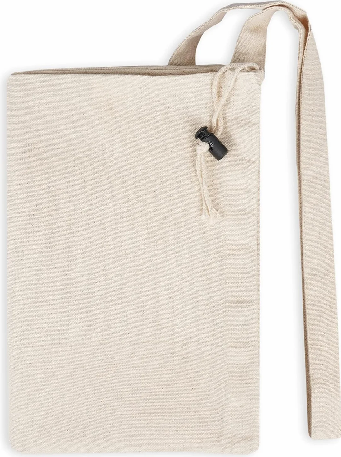 SweetNeedle Sacco portabiancheria in tela di alta qualità con tracolla - 100% cotone, tessuto intrecciato, altamente resistente, chiusura con coulisse, beige, 75x56 cm 40 l