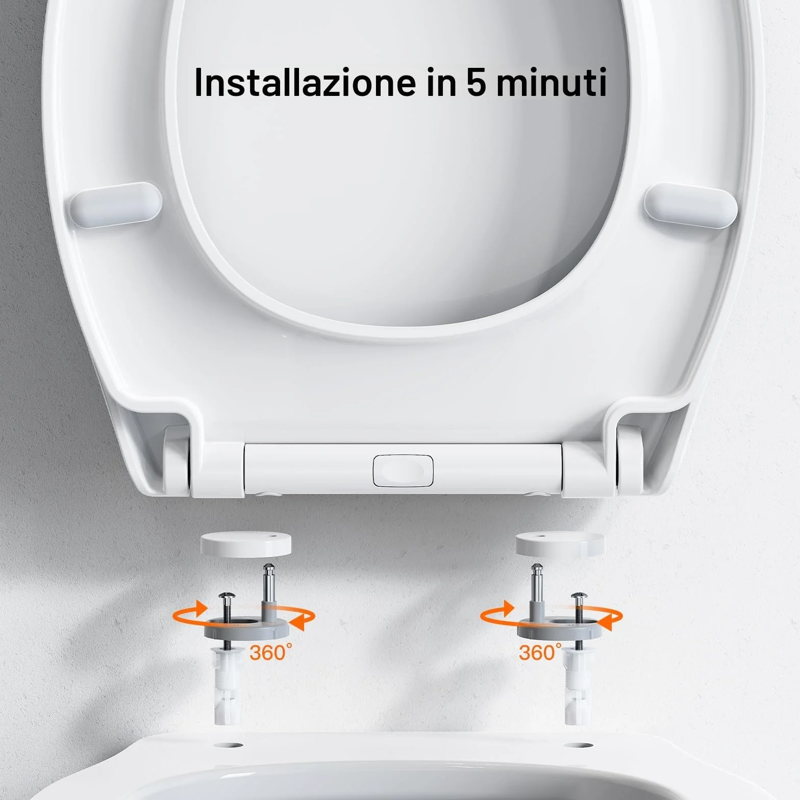 Sedile WC copriwater universal, Urea-Formaldeide Chiusura Ammortizzata tavoletta wc con Sgancio Rapido a un Pulsante