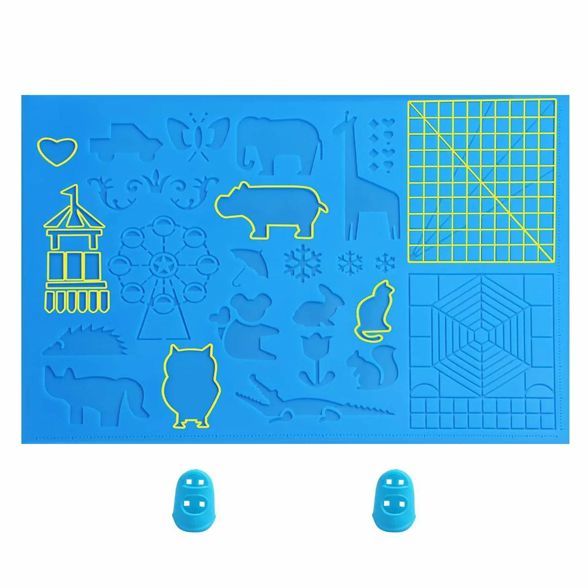 Pad in silicone 3D, con stampa 3D, 41,5 x 27,5 cm, con 2 custodie protettive per dita per Anf?nger