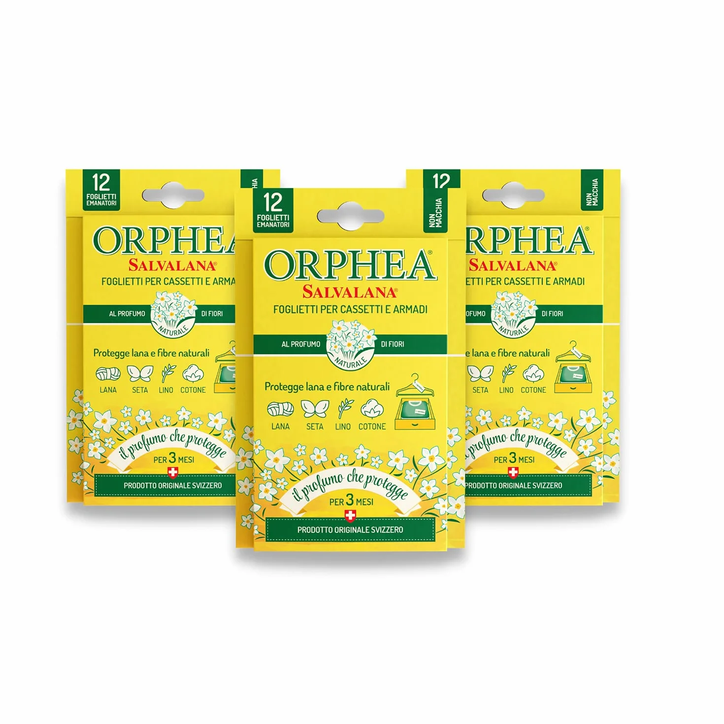ORPHEA Foglietti Salvalana in Pura Cellulosa, per Cassetti e Armadi, Confezione da 3 x 12 foglietti