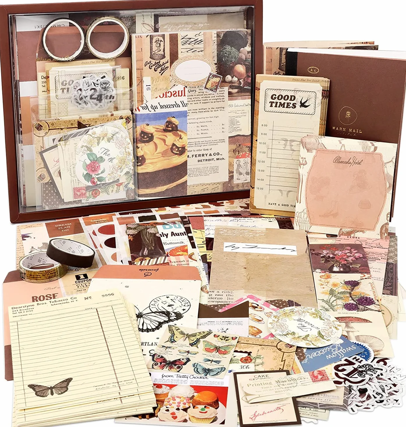 Draupnir 346 Pezzi Vintage Aesthetic Scrapbook Accessory Set, Bullet Junk Journal Set con Accessori per Scrapbook Journaling, Quaderno a Griglia A6, Regalo fai da te per Ragazzi e Bambini - Vintage