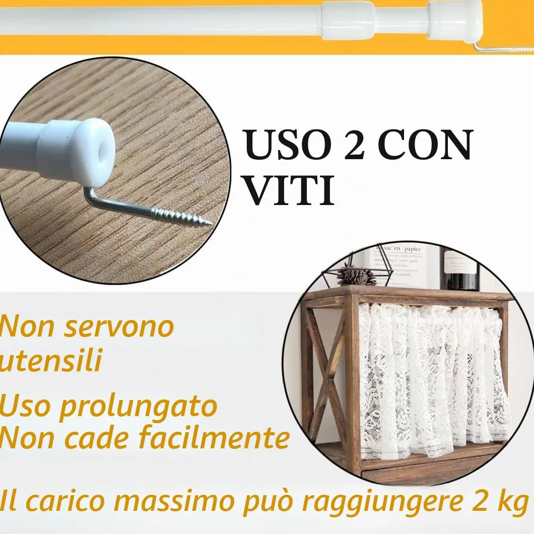 Aste per tende a pressione estendibili Bianco 30-45cm 2 unità