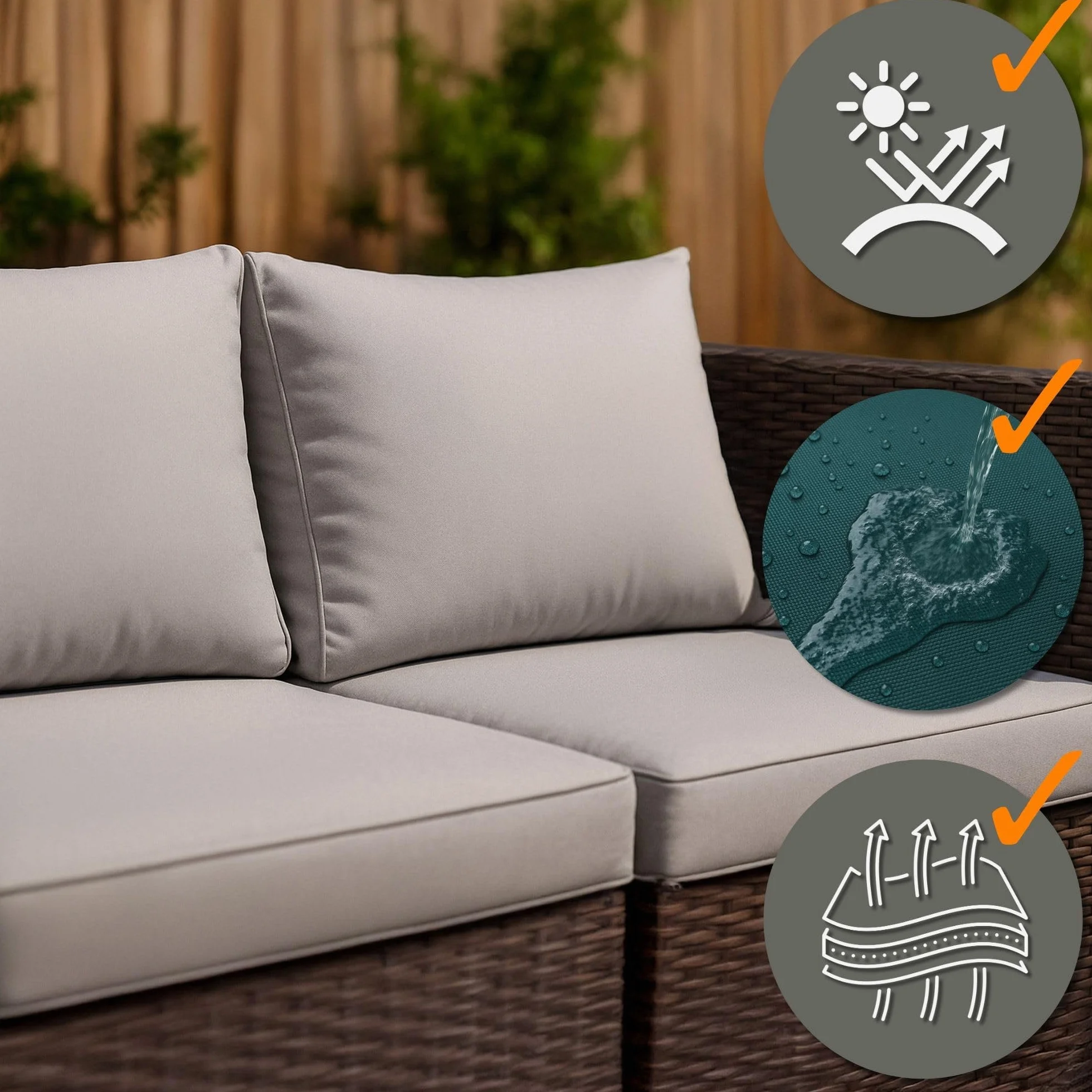 Tessuto impermeabile al metro 5M x 160 cm - Stoffa resistente all'acqua per esterni ideale per tende cuscini coperture mobili da giardino e progetti di cucito Beige certificazione Oeko-Tex